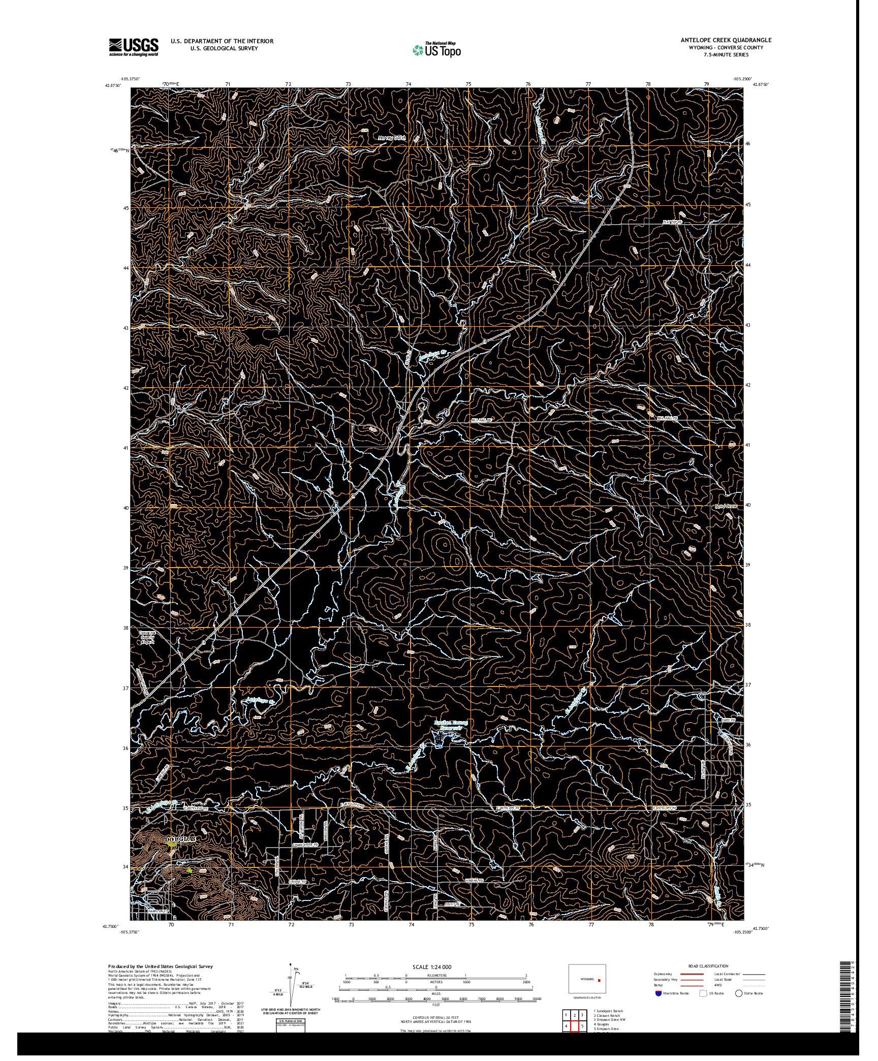 USGS US TOPO 7.5-MINUTE MAP FOR ANTELOPE CREEK, WY 2021