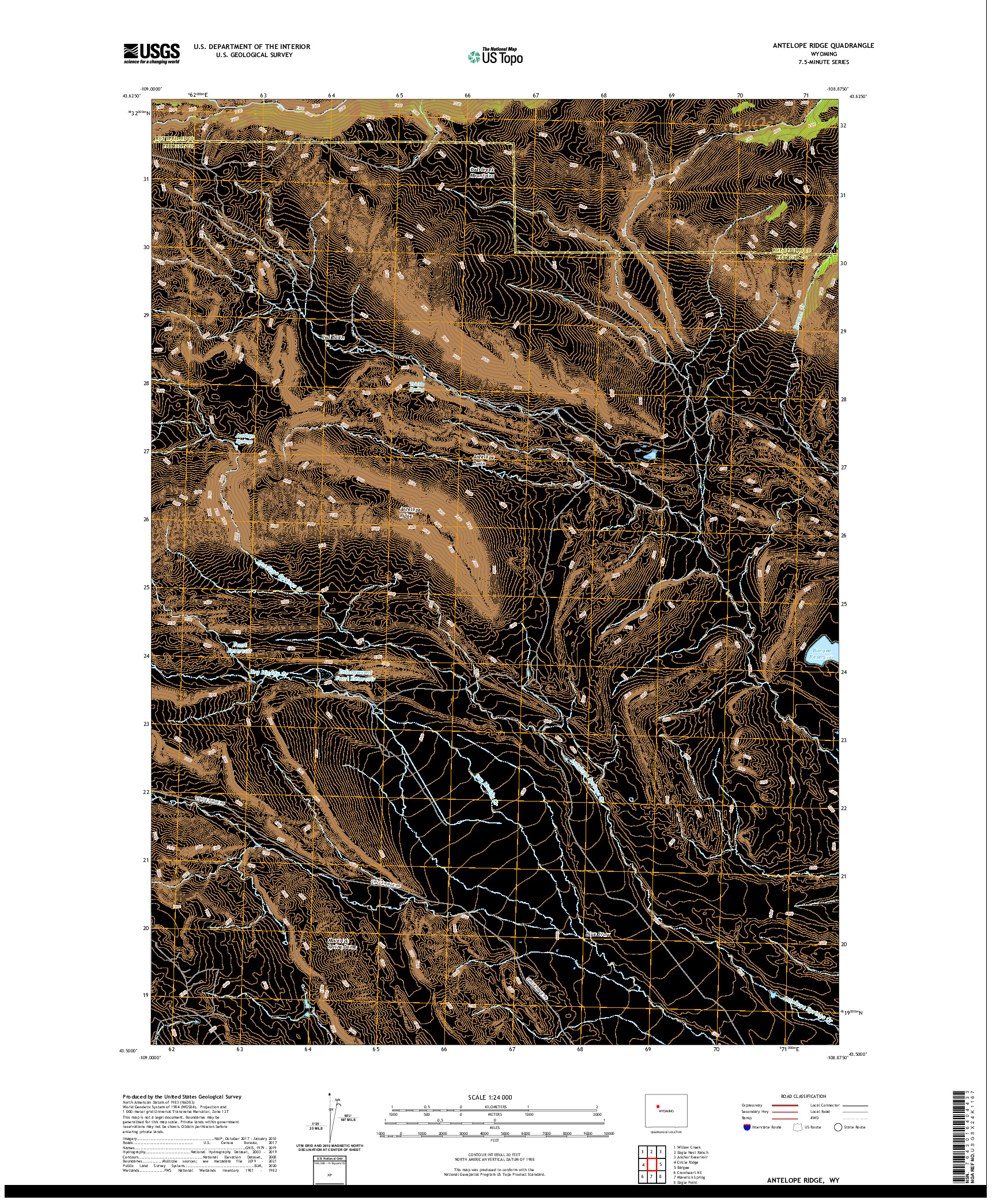 USGS US TOPO 7.5-MINUTE MAP FOR ANTELOPE RIDGE, WY 2021