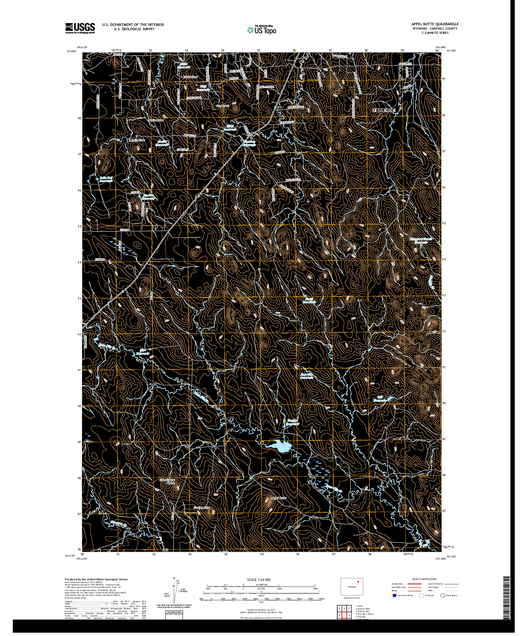 USGS US TOPO 7.5-MINUTE MAP FOR APPEL BUTTE, WY 2021