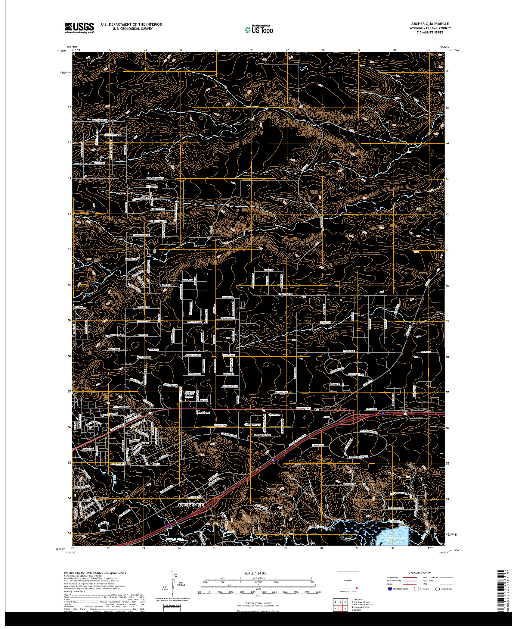 USGS US TOPO 7.5-MINUTE MAP FOR ARCHER, WY 2021