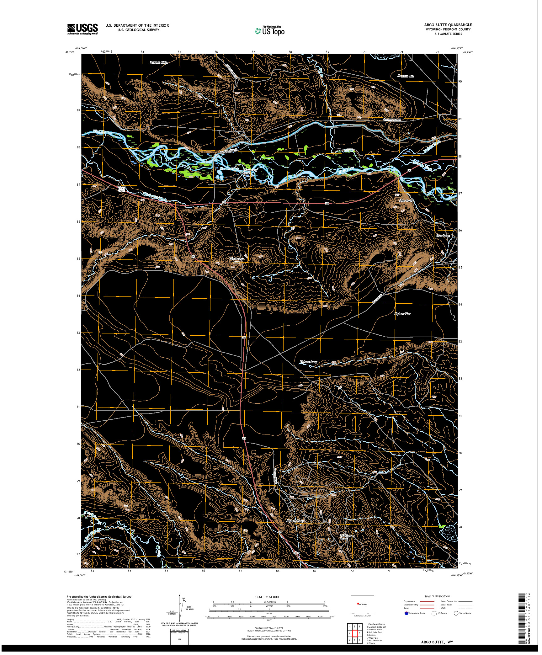 USGS US TOPO 7.5-MINUTE MAP FOR ARGO BUTTE, WY 2021