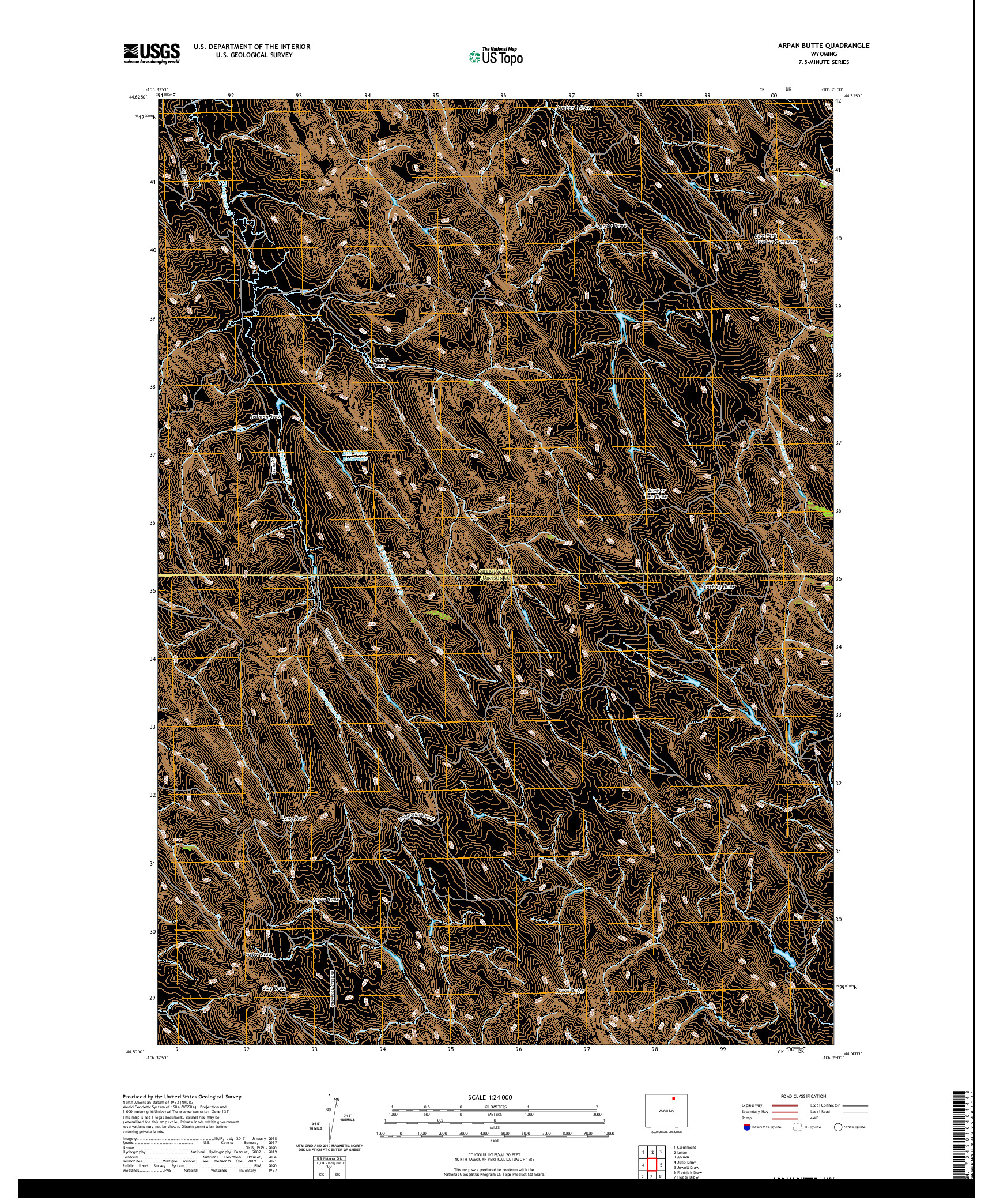 USGS US TOPO 7.5-MINUTE MAP FOR ARPAN BUTTE, WY 2021