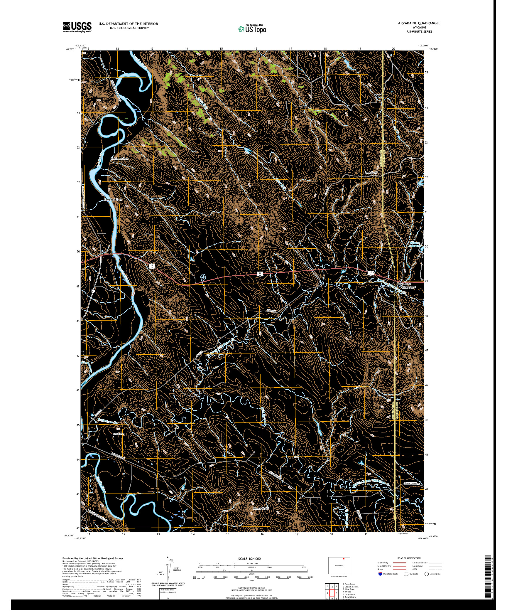 USGS US TOPO 7.5-MINUTE MAP FOR ARVADA NE, WY 2021