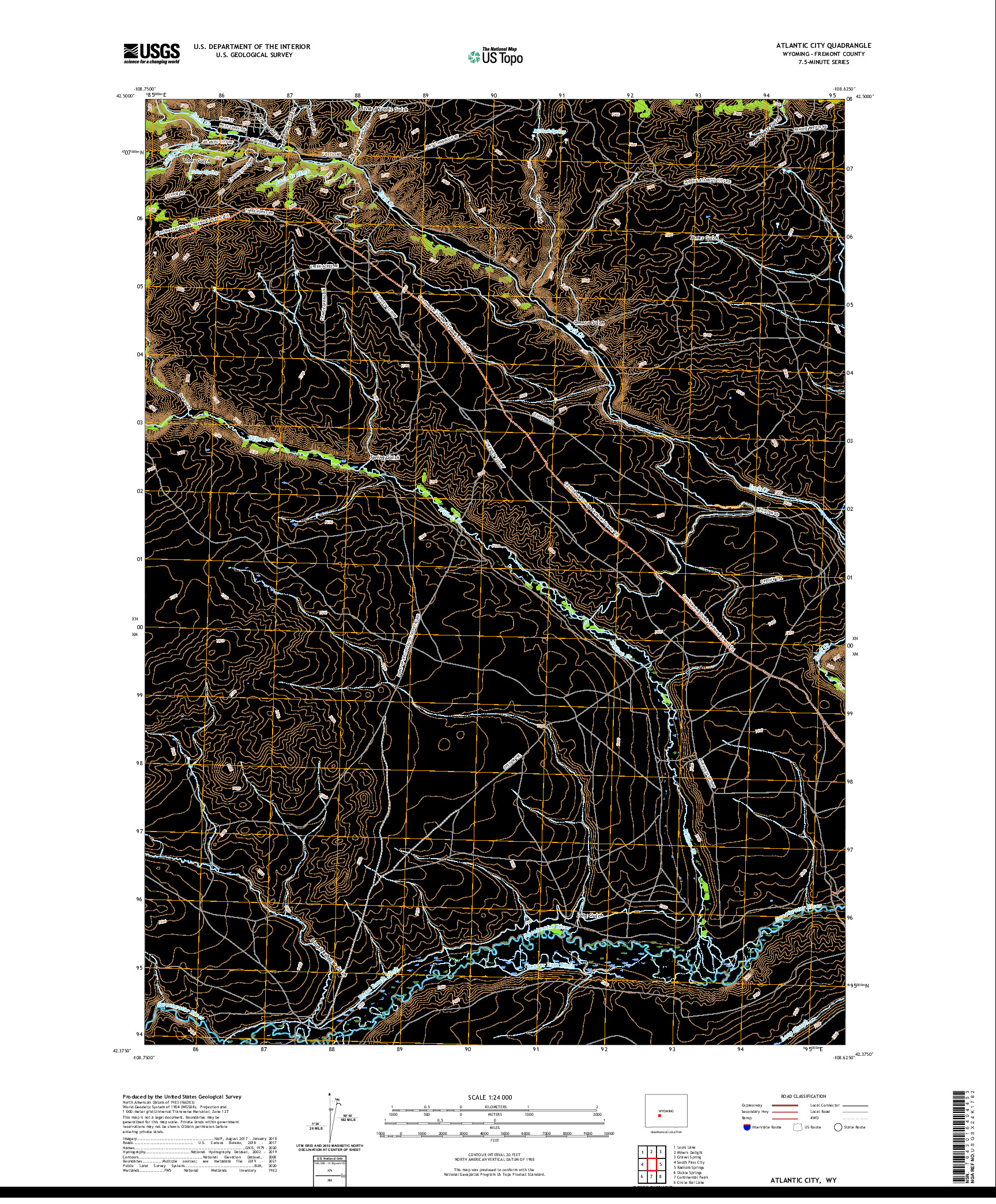 USGS US TOPO 7.5-MINUTE MAP FOR ATLANTIC CITY, WY 2021