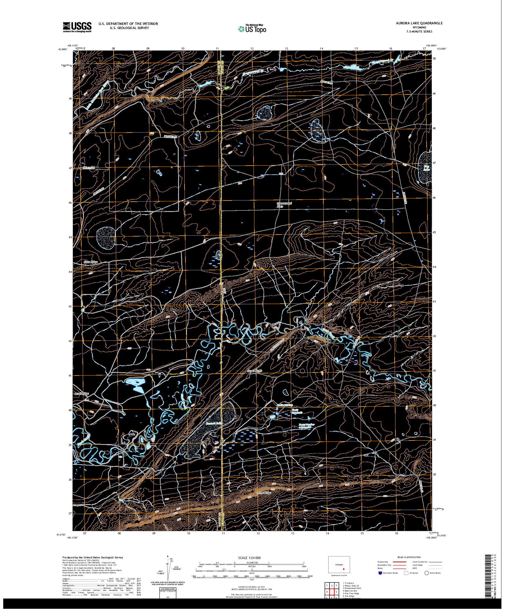 USGS US TOPO 7.5-MINUTE MAP FOR AURORA LAKE, WY 2021