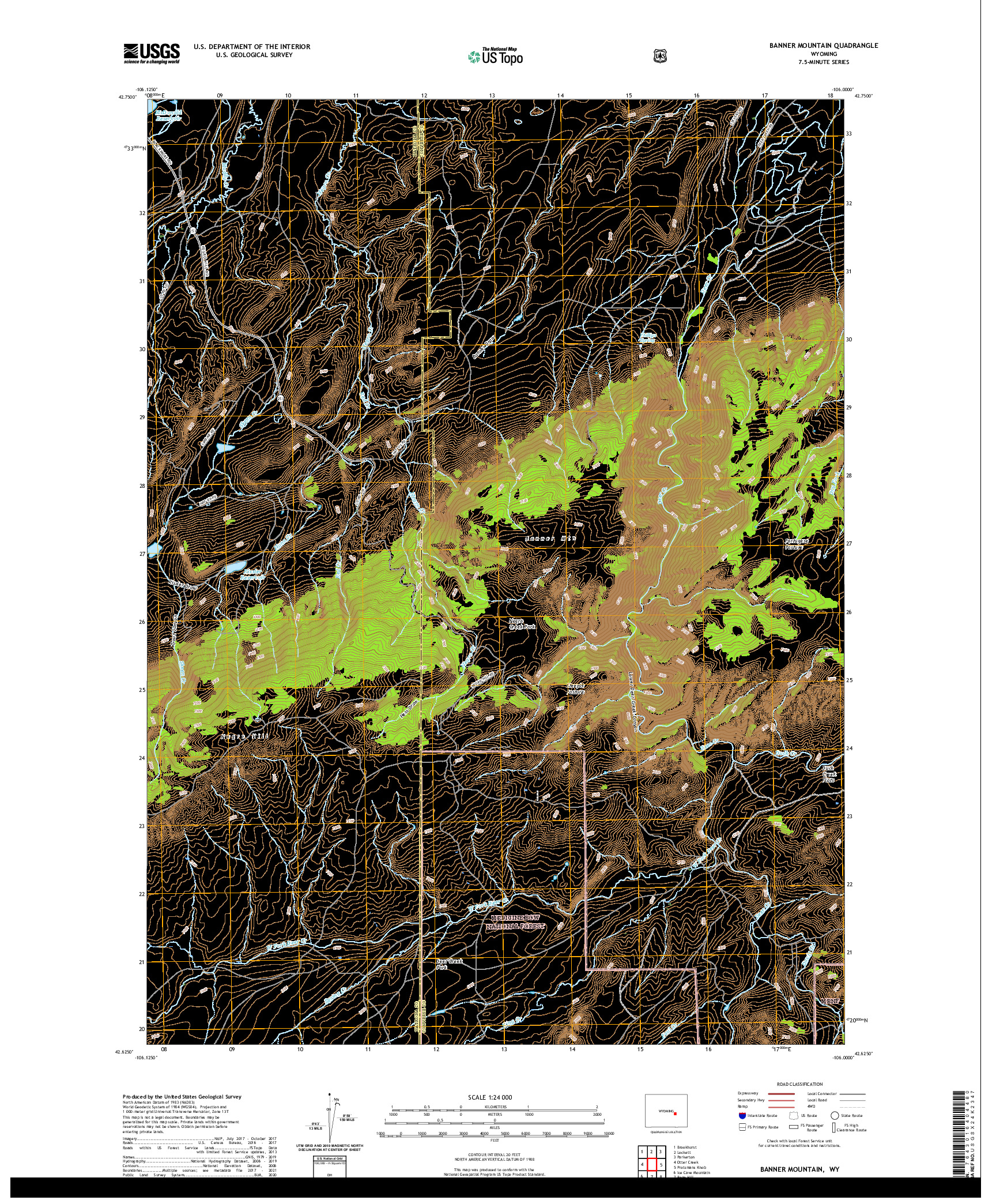 USGS US TOPO 7.5-MINUTE MAP FOR BANNER MOUNTAIN, WY 2021