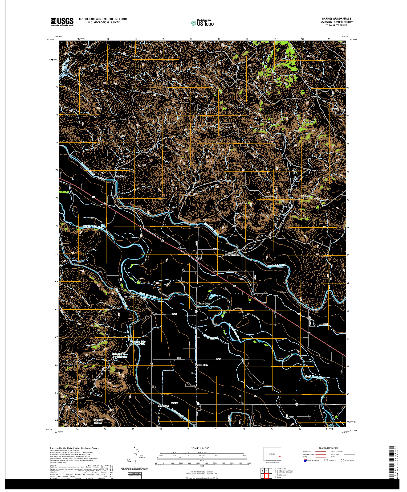 USGS US TOPO 7.5-MINUTE MAP FOR BARNES, WY 2021