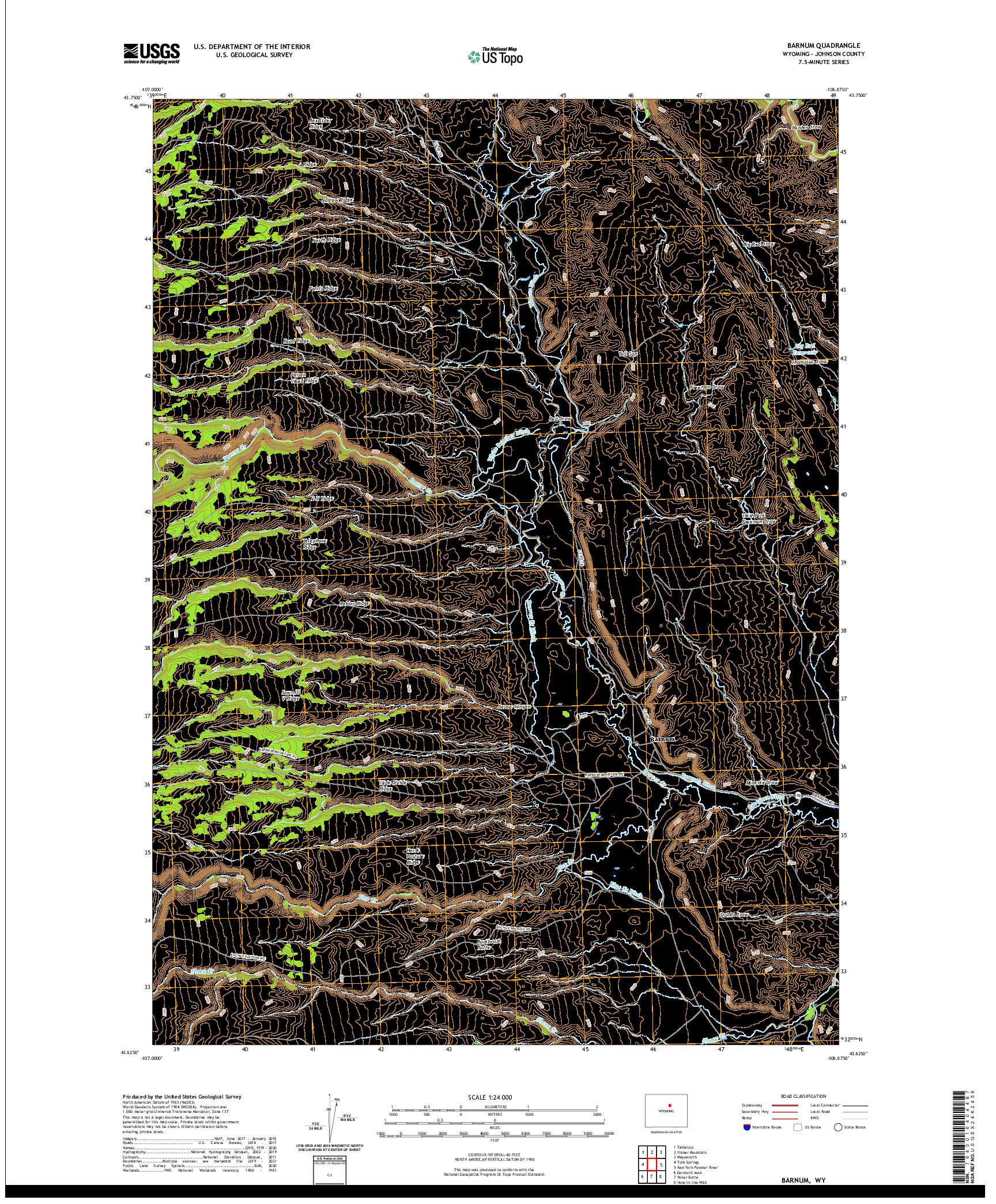 USGS US TOPO 7.5-MINUTE MAP FOR BARNUM, WY 2021