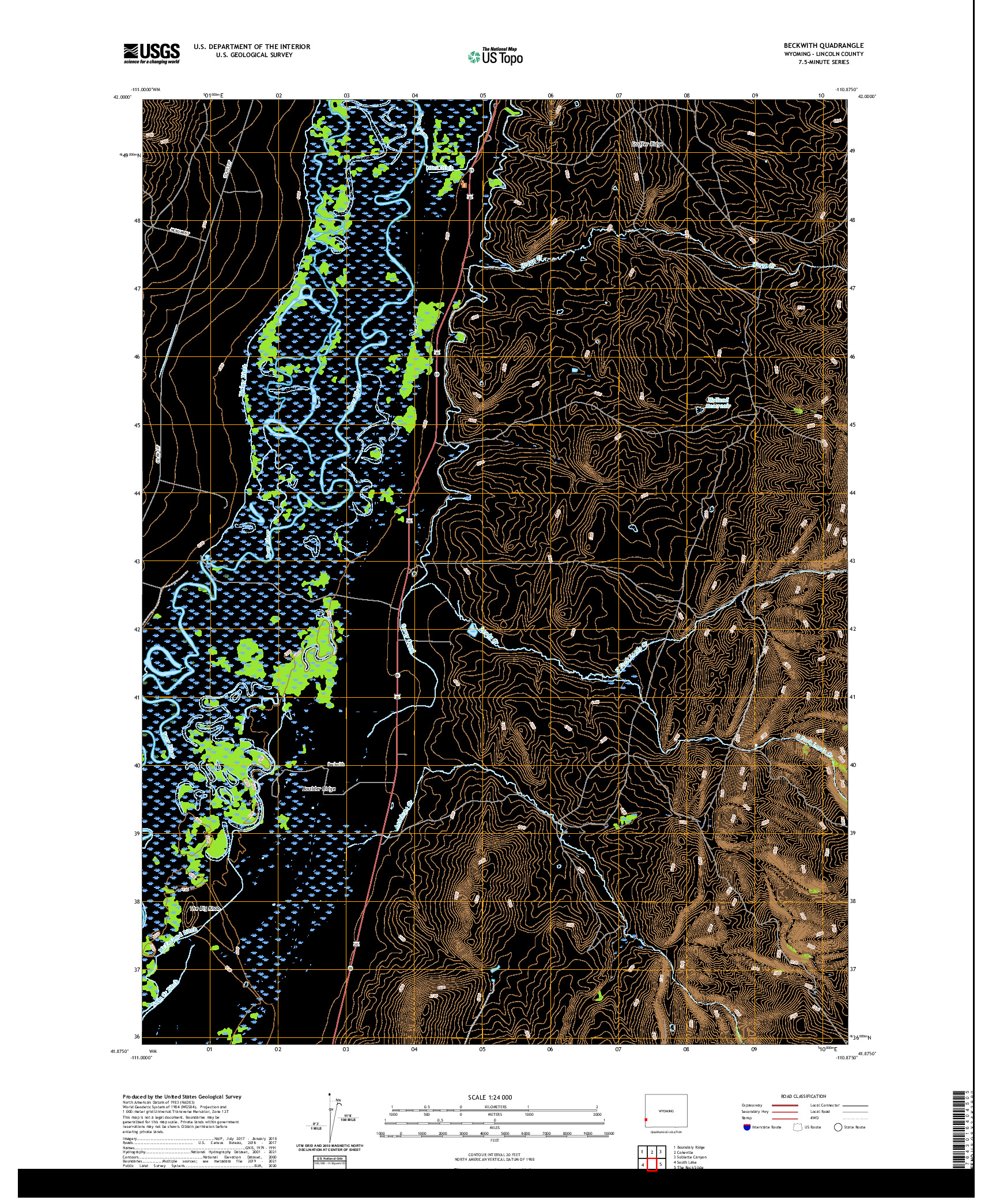USGS US TOPO 7.5-MINUTE MAP FOR BECKWITH, WY 2021