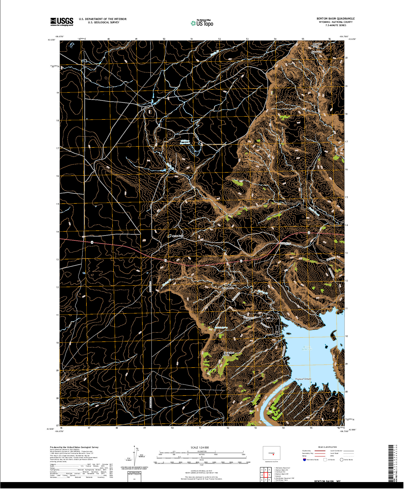USGS US TOPO 7.5-MINUTE MAP FOR BENTON BASIN, WY 2021