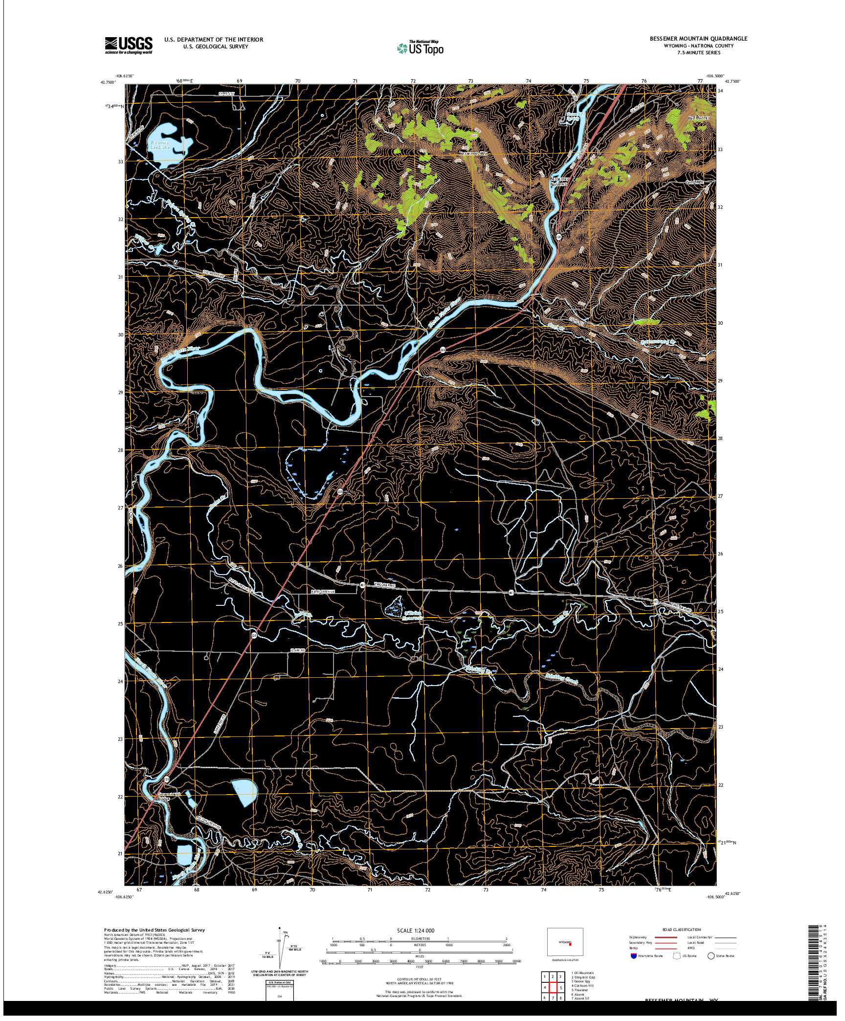 USGS US TOPO 7.5-MINUTE MAP FOR BESSEMER MOUNTAIN, WY 2021