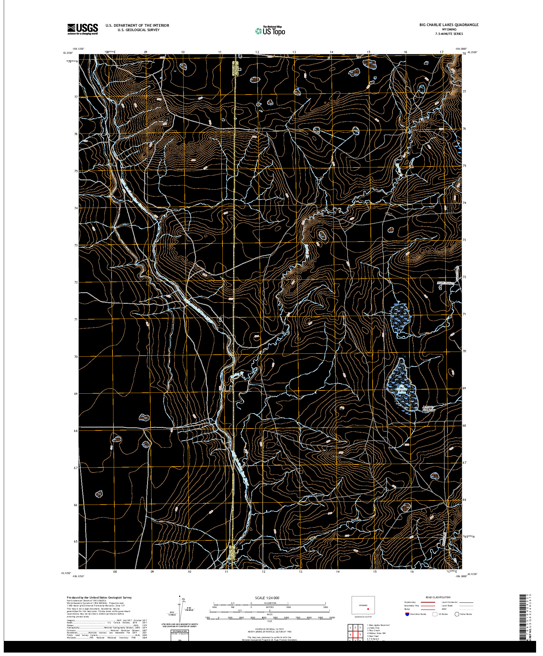 USGS US TOPO 7.5-MINUTE MAP FOR BIG CHARLIE LAKES, WY 2021