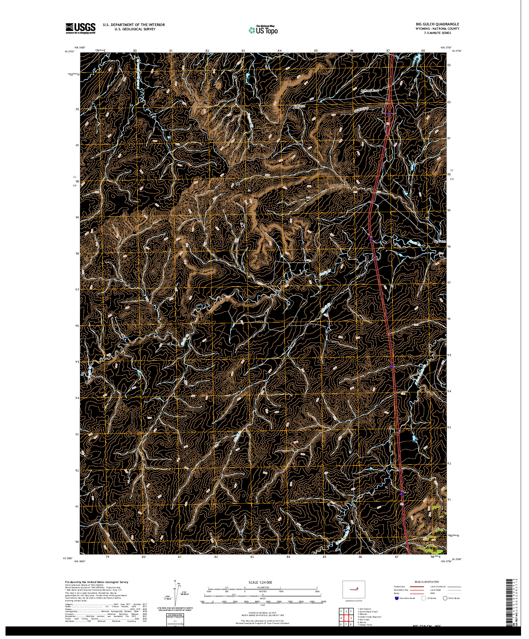 USGS US TOPO 7.5-MINUTE MAP FOR BIG GULCH, WY 2021
