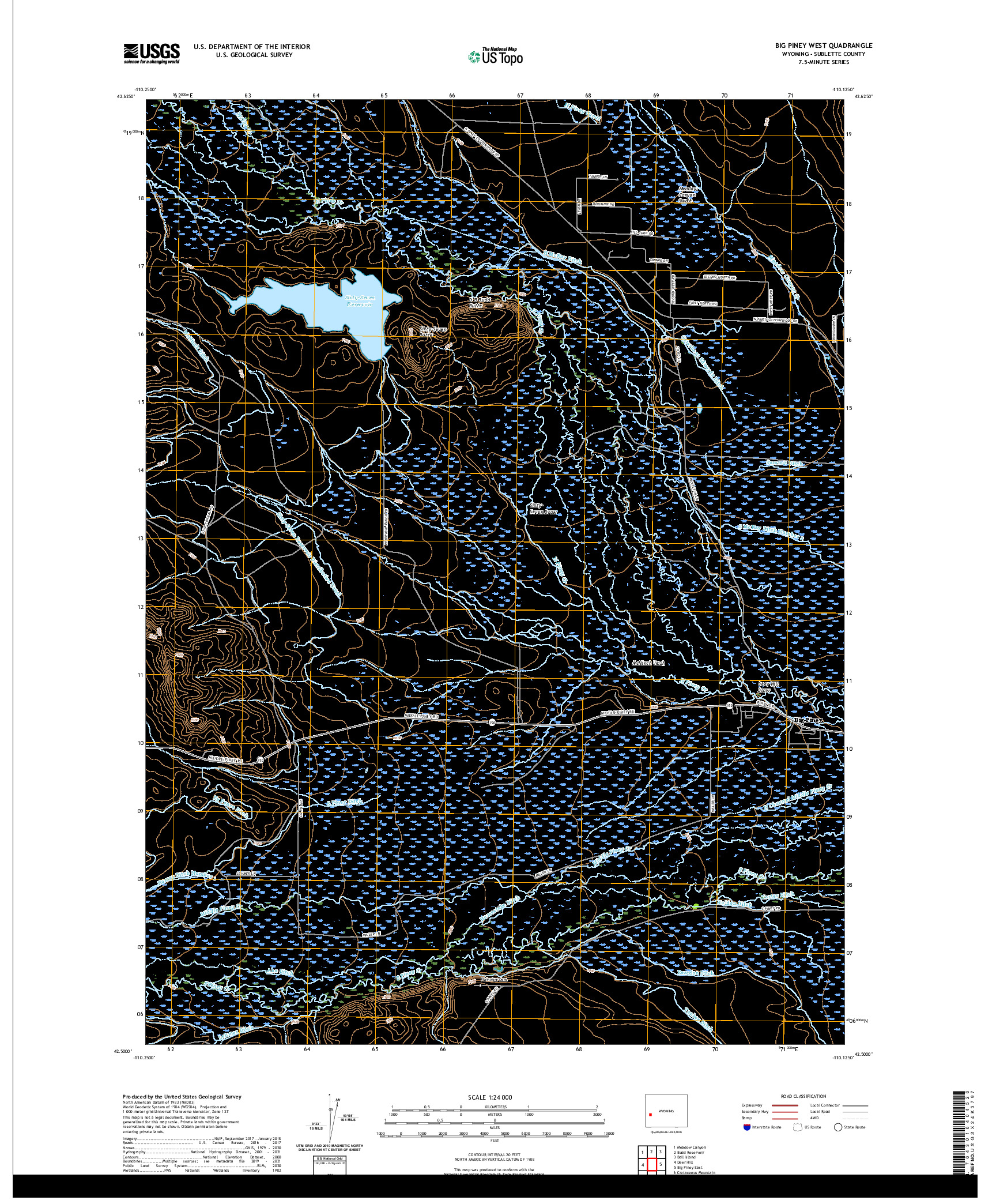 USGS US TOPO 7.5-MINUTE MAP FOR BIG PINEY WEST, WY 2021