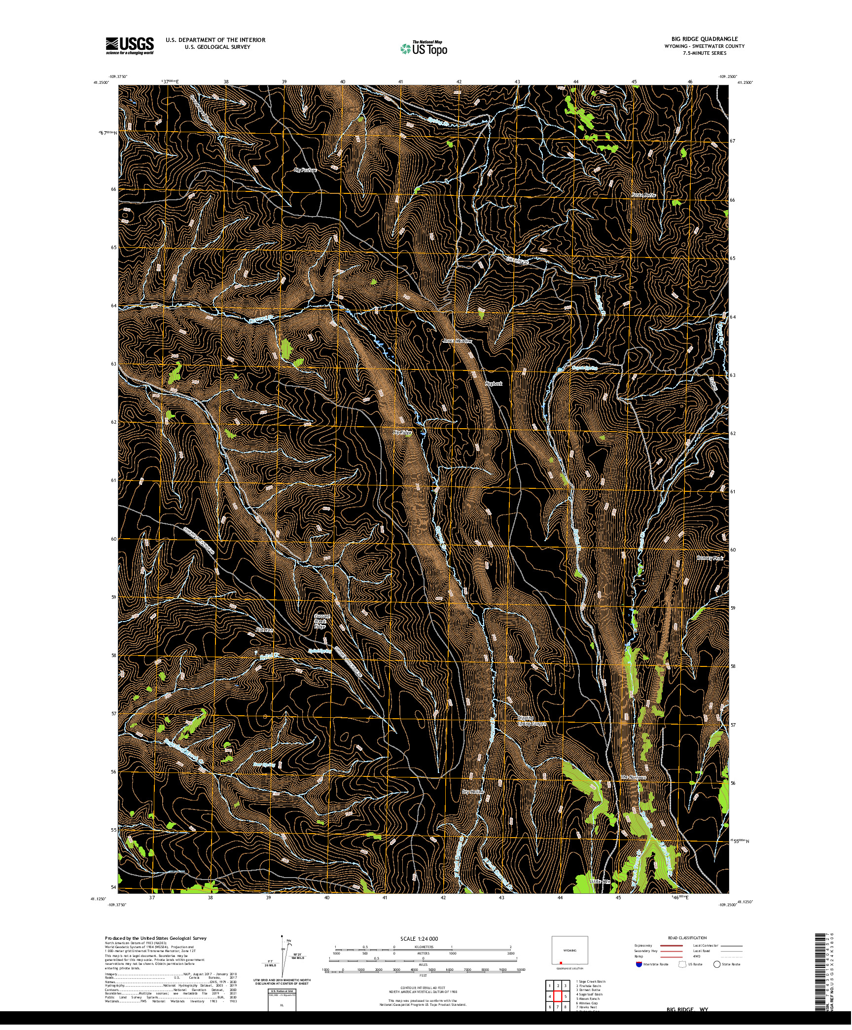 USGS US TOPO 7.5-MINUTE MAP FOR BIG RIDGE, WY 2021