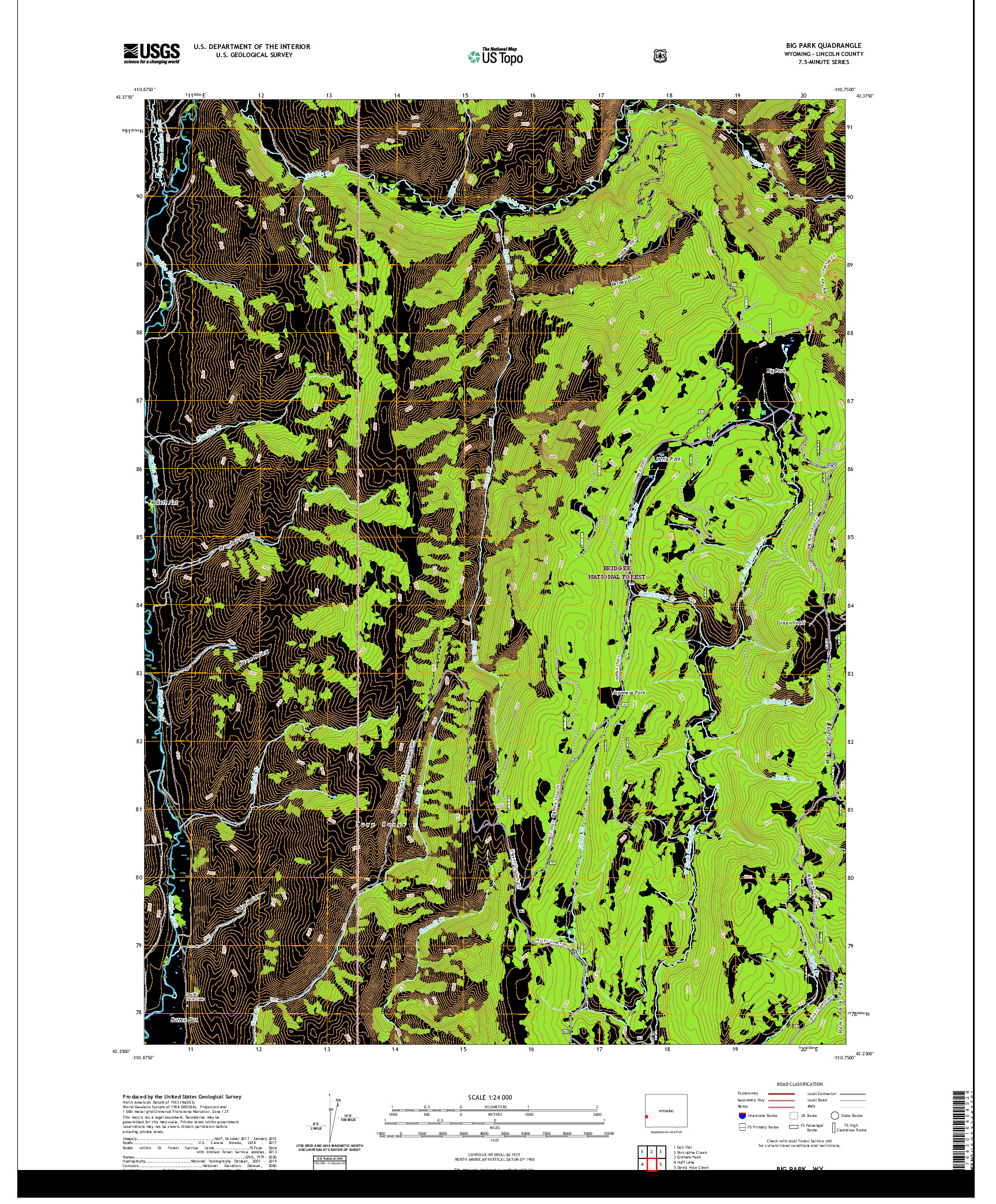 USGS US TOPO 7.5-MINUTE MAP FOR BIG PARK, WY 2021