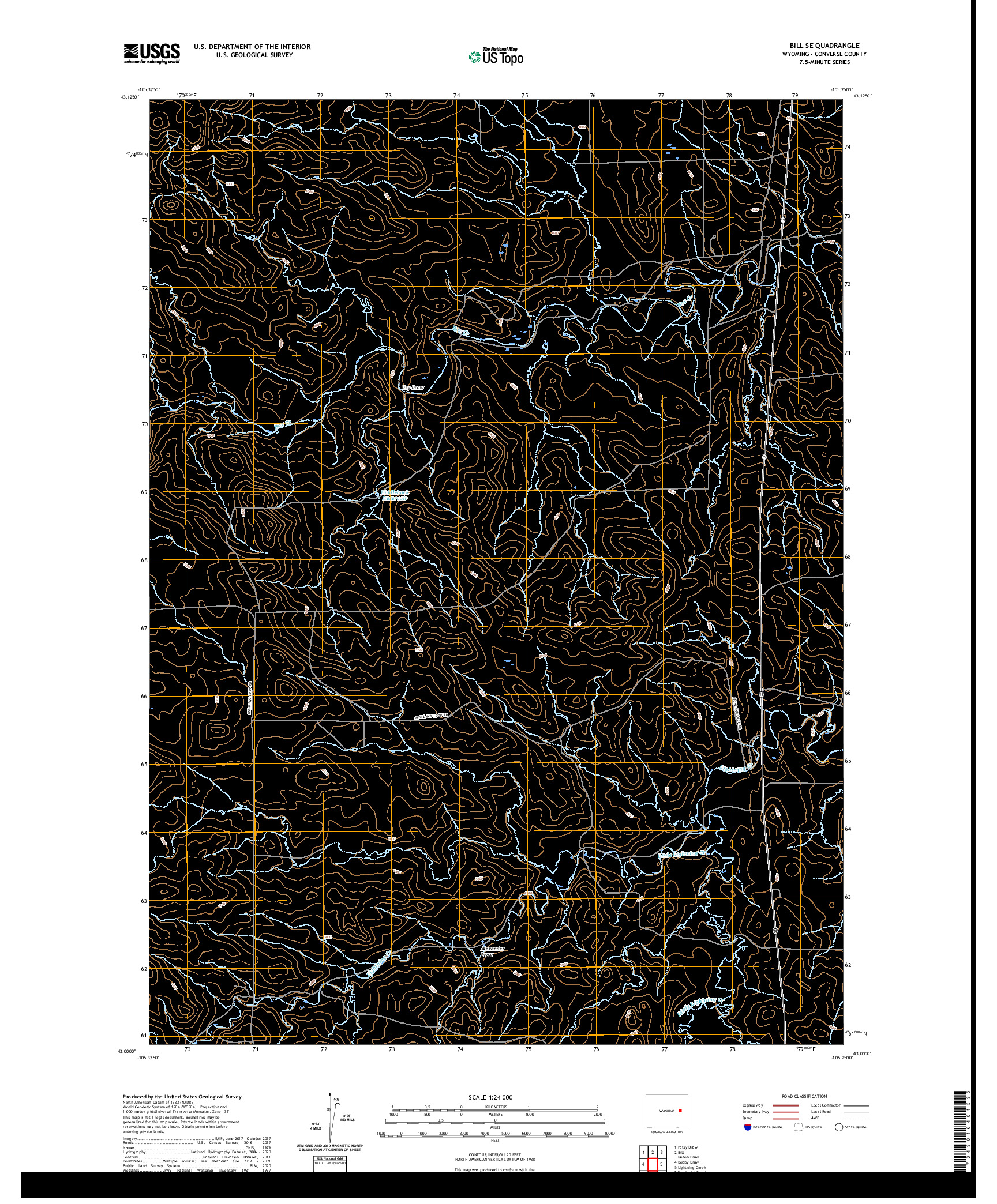 USGS US TOPO 7.5-MINUTE MAP FOR BILL SE, WY 2021