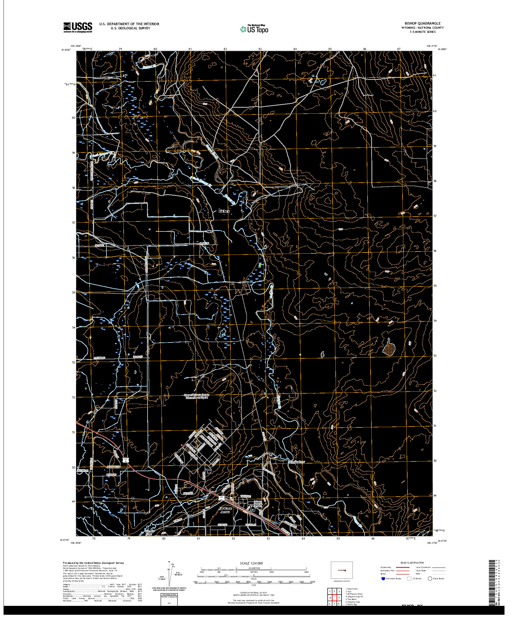 USGS US TOPO 7.5-MINUTE MAP FOR BISHOP, WY 2021