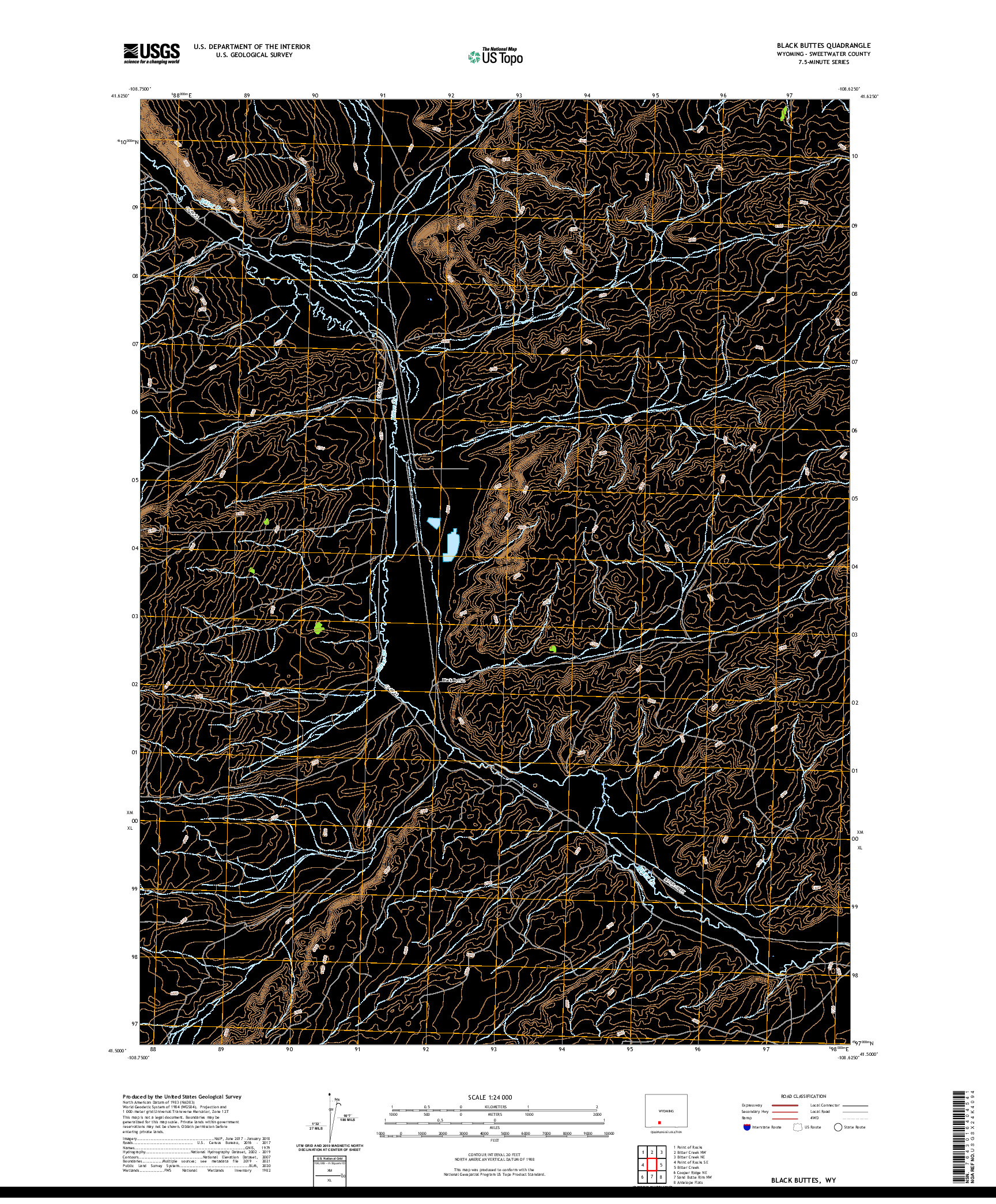 USGS US TOPO 7.5-MINUTE MAP FOR BLACK BUTTES, WY 2021