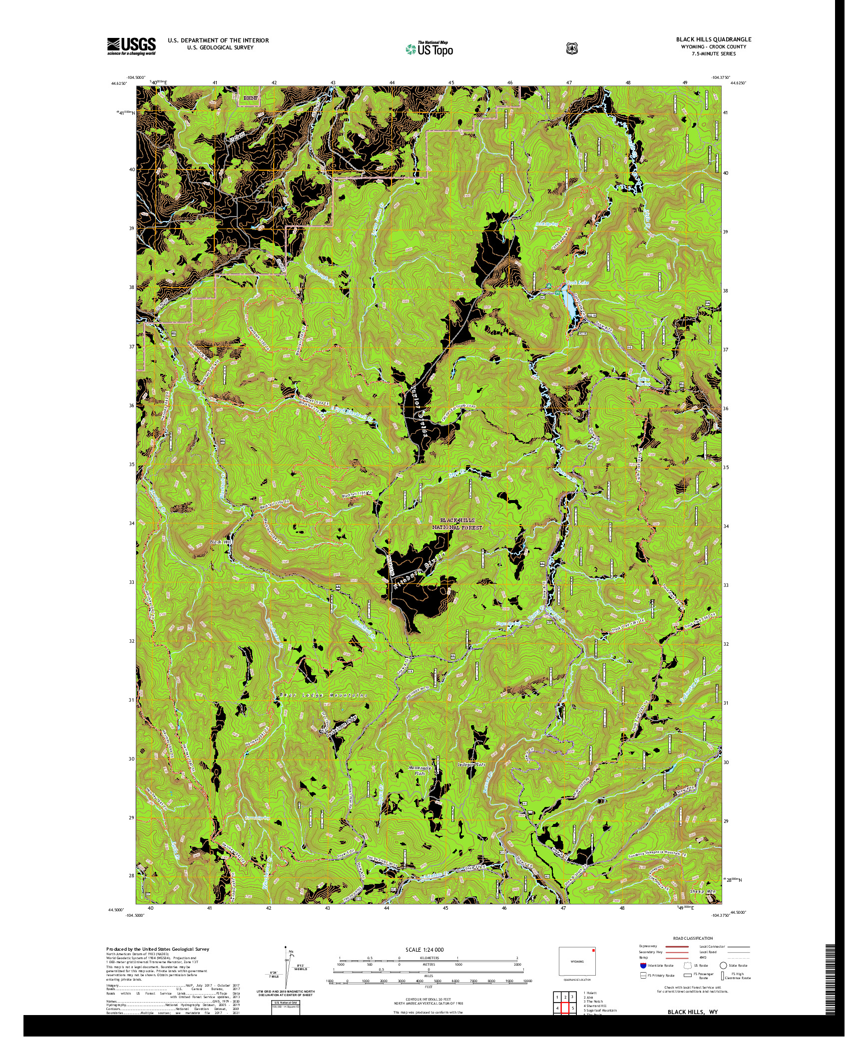USGS US TOPO 7.5-MINUTE MAP FOR BLACK HILLS, WY 2021