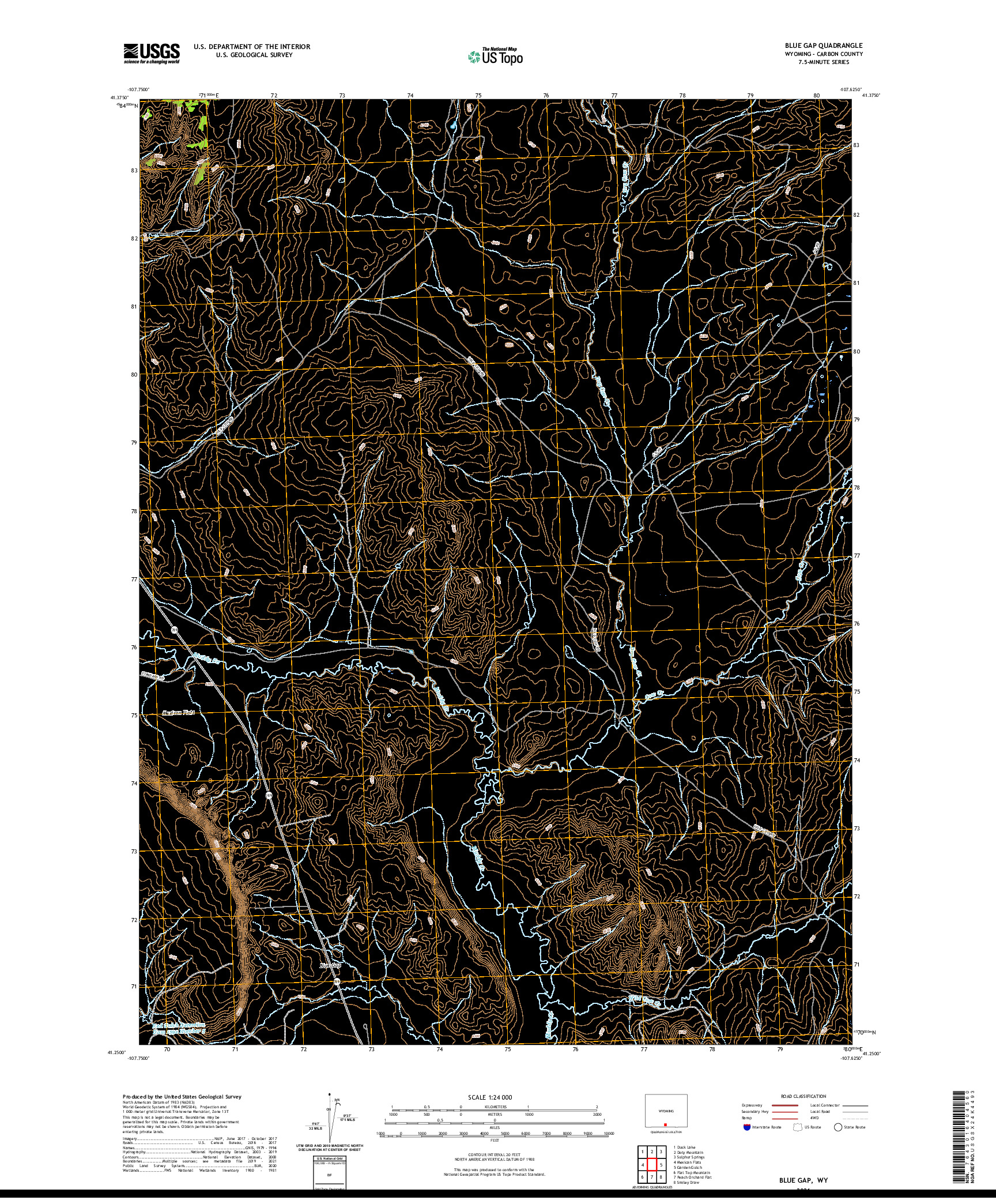 USGS US TOPO 7.5-MINUTE MAP FOR BLUE GAP, WY 2021