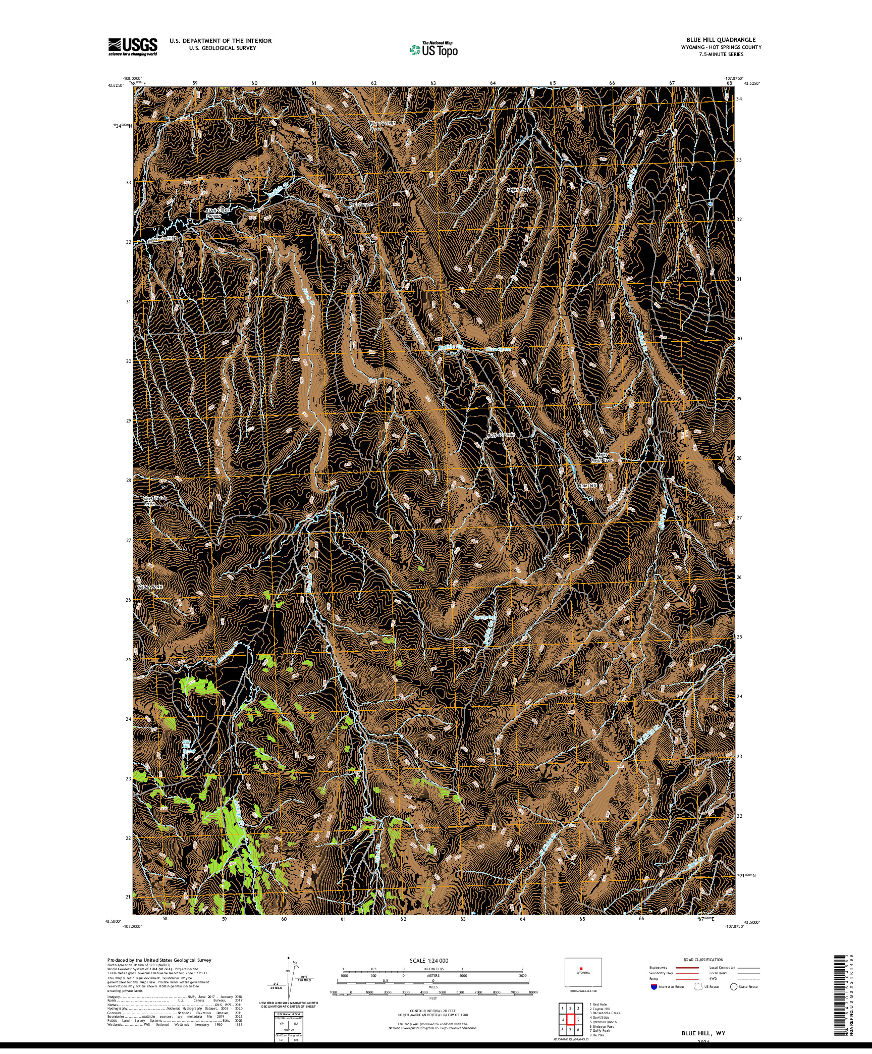 USGS US TOPO 7.5-MINUTE MAP FOR BLUE HILL, WY 2021