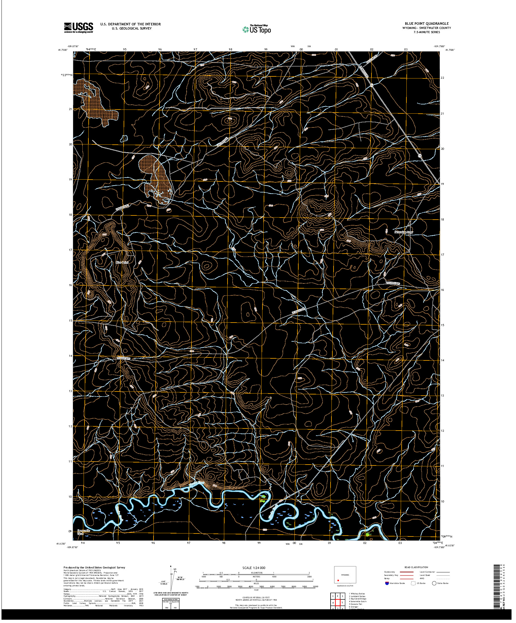 USGS US TOPO 7.5-MINUTE MAP FOR BLUE POINT, WY 2021