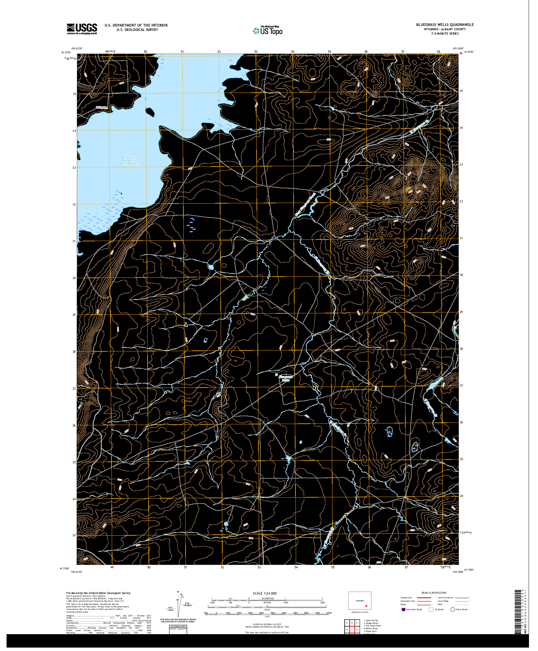 USGS US TOPO 7.5-MINUTE MAP FOR BLUEGRASS WELLS, WY 2021