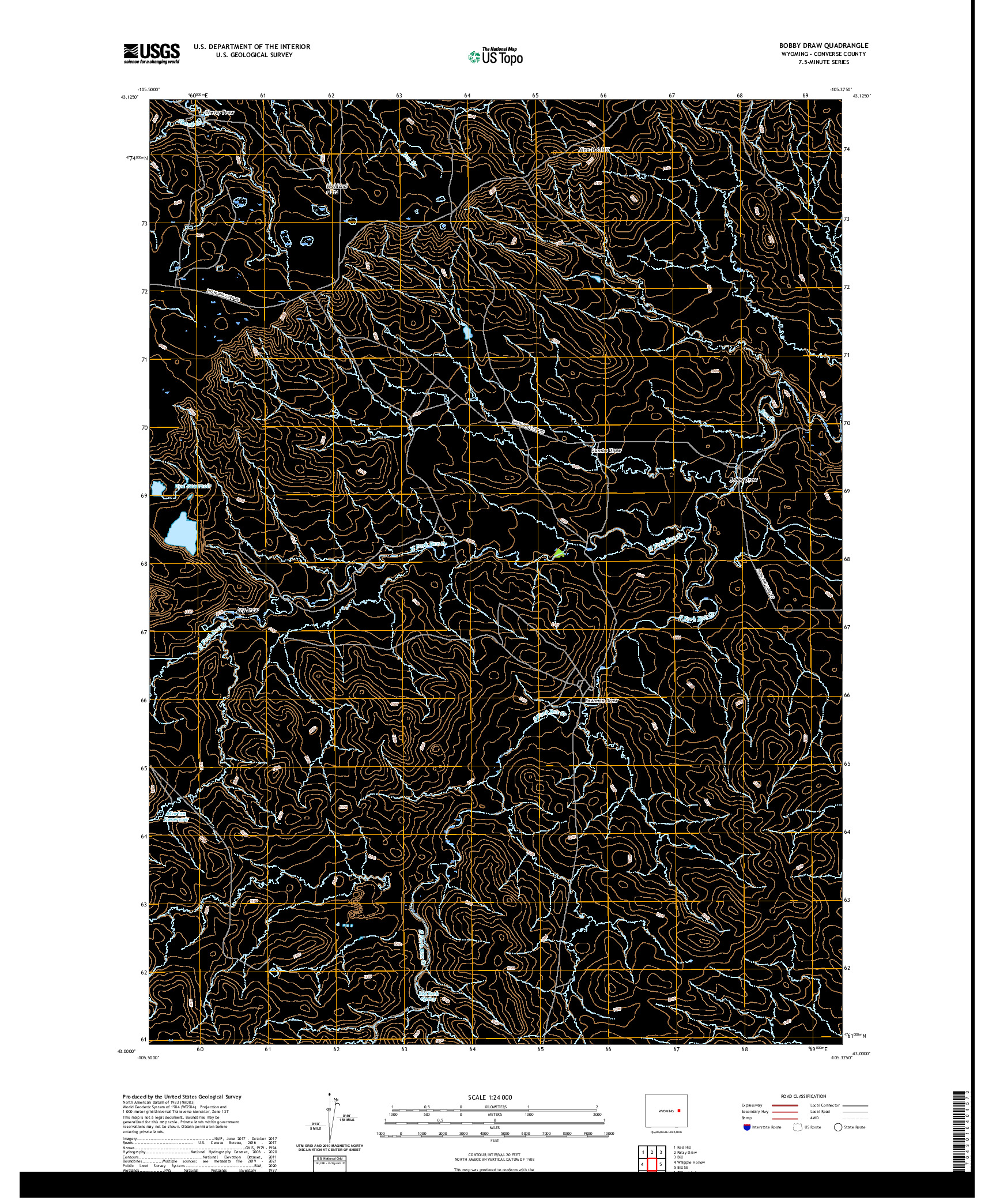 USGS US TOPO 7.5-MINUTE MAP FOR BOBBY DRAW, WY 2021