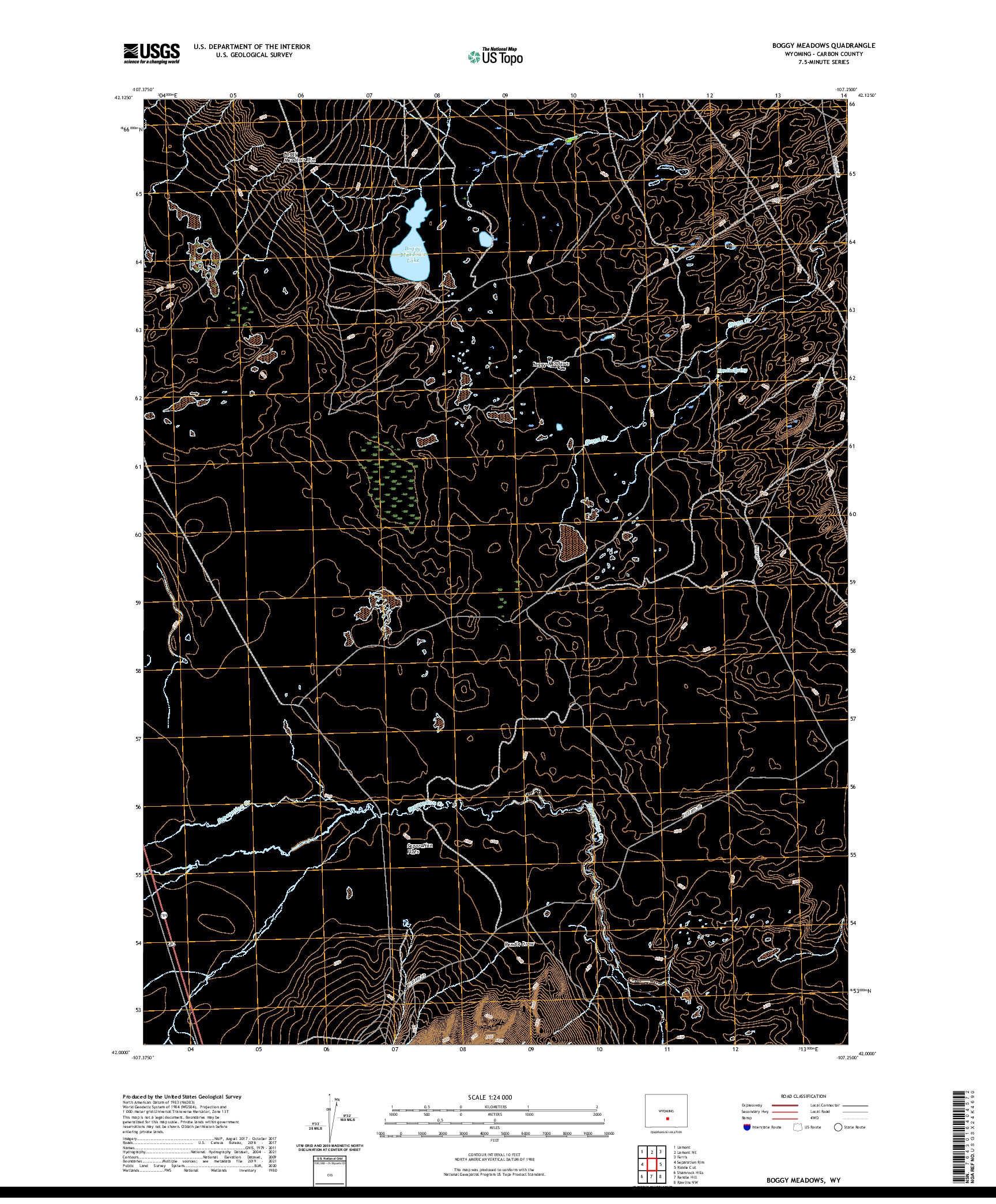 USGS US TOPO 7.5-MINUTE MAP FOR BOGGY MEADOWS, WY 2021
