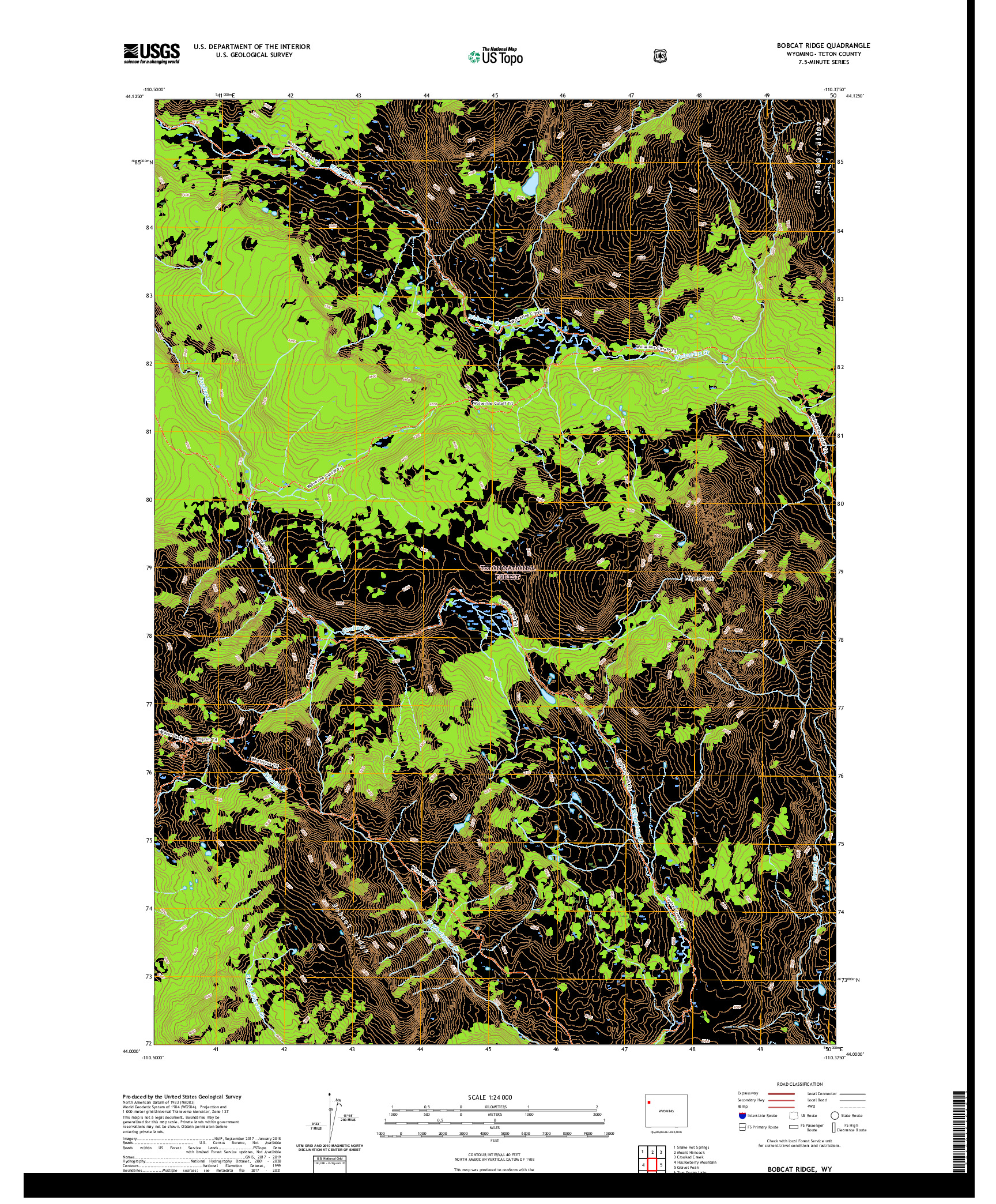 USGS US TOPO 7.5-MINUTE MAP FOR BOBCAT RIDGE, WY 2021