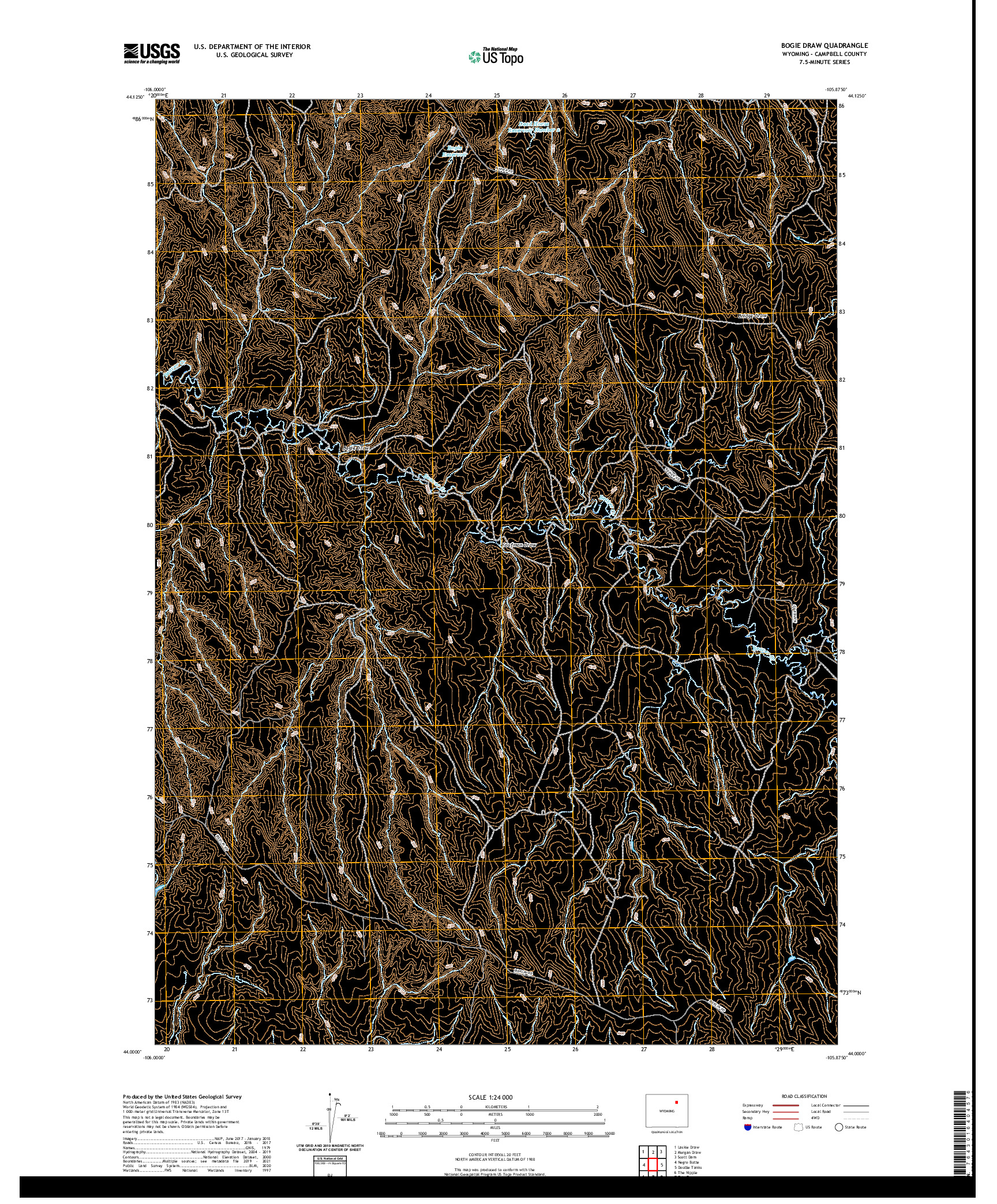 USGS US TOPO 7.5-MINUTE MAP FOR BOGIE DRAW, WY 2021