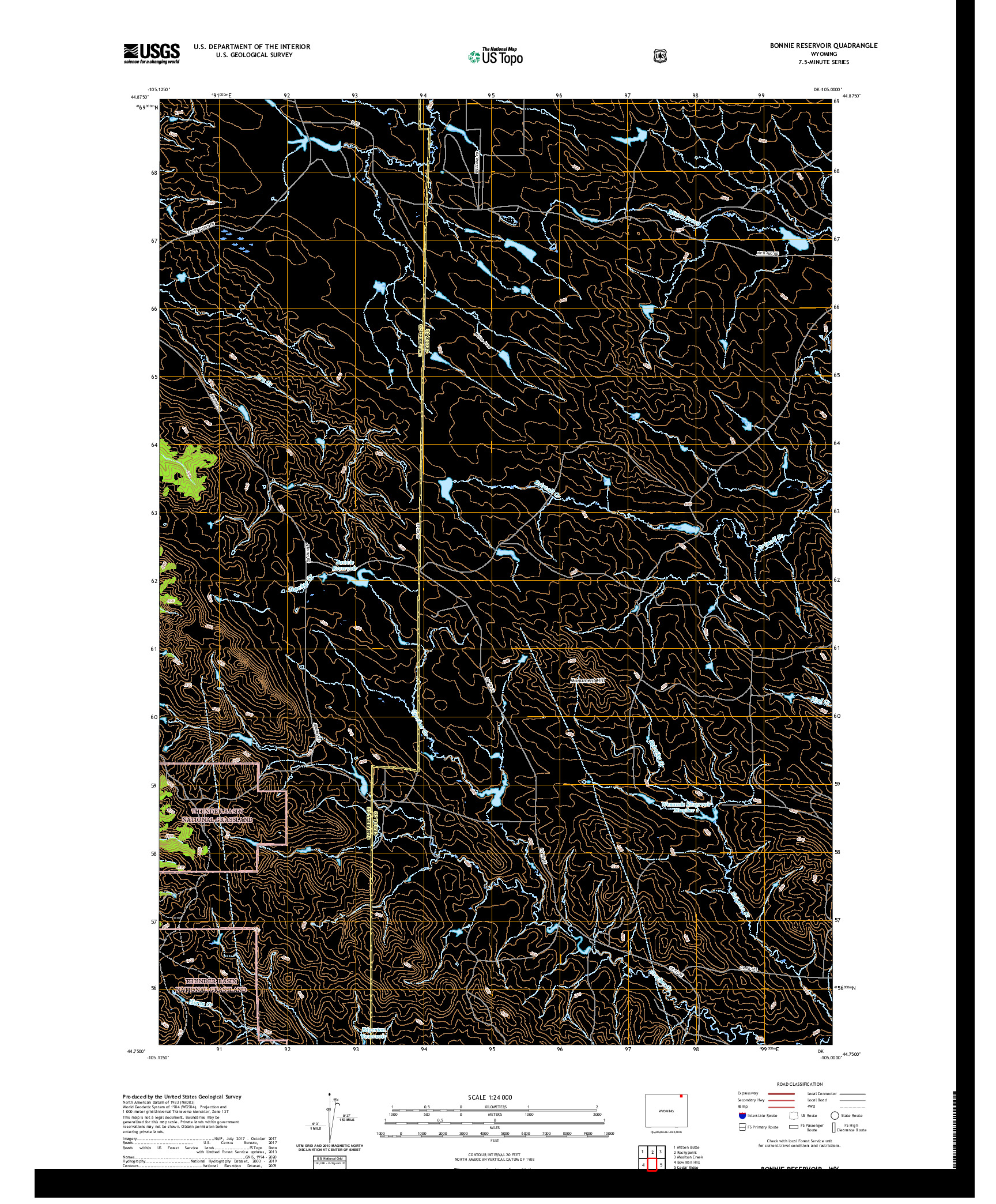 USGS US TOPO 7.5-MINUTE MAP FOR BONNIE RESERVOIR, WY 2021