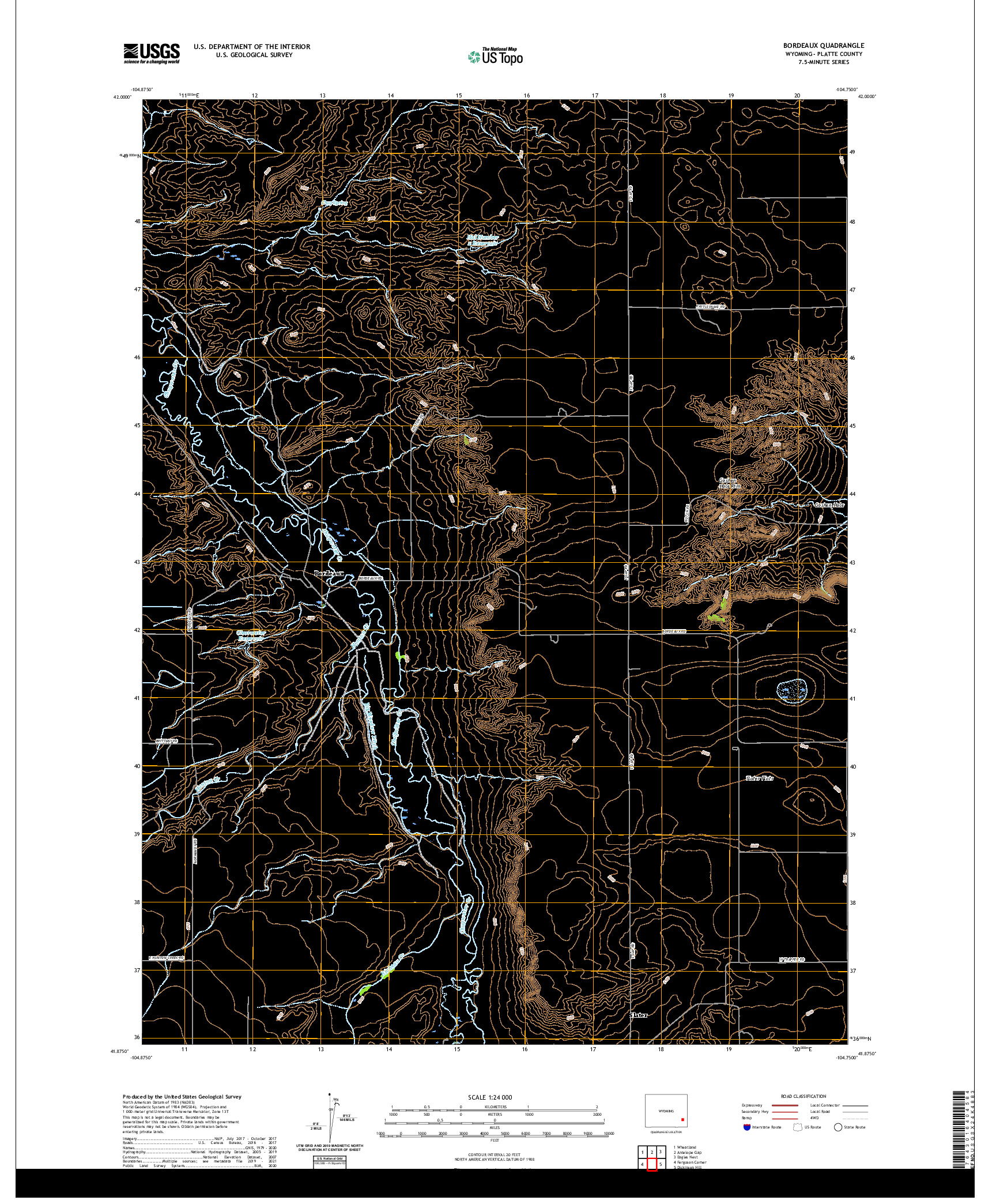 USGS US TOPO 7.5-MINUTE MAP FOR BORDEAUX, WY 2021