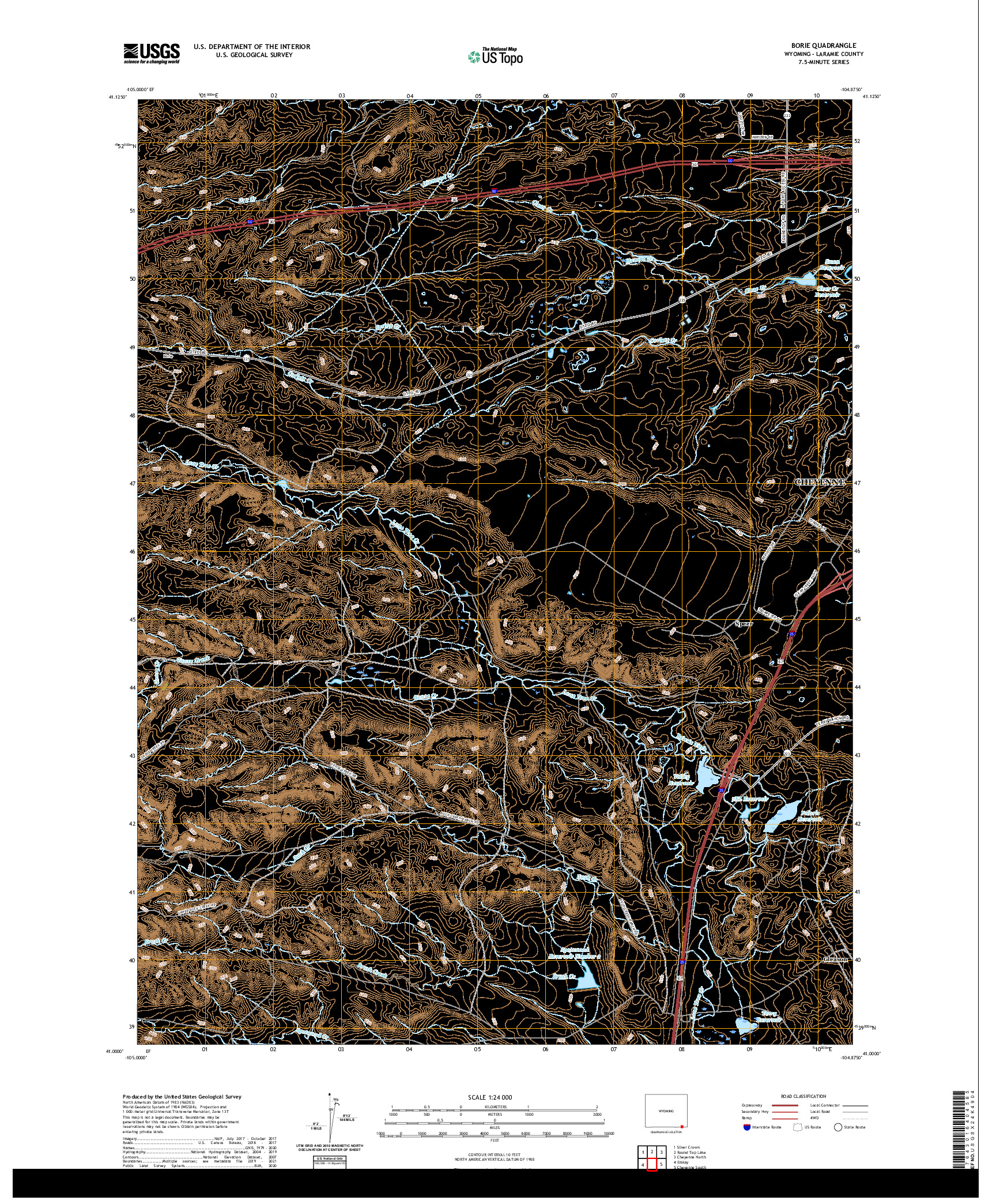 USGS US TOPO 7.5-MINUTE MAP FOR BORIE, WY 2021