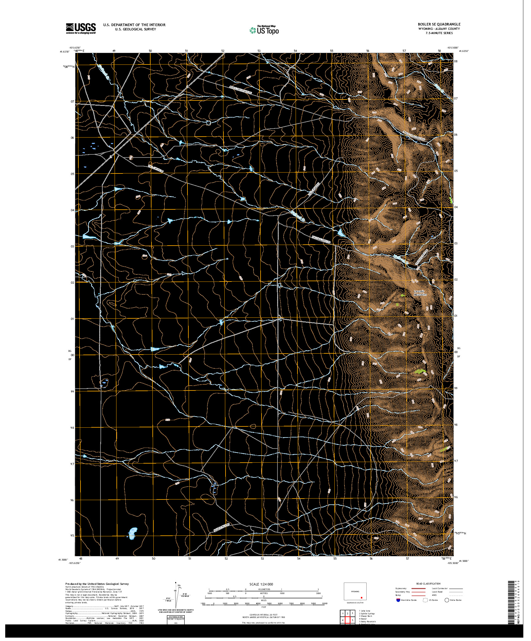 USGS US TOPO 7.5-MINUTE MAP FOR BOSLER SE, WY 2021