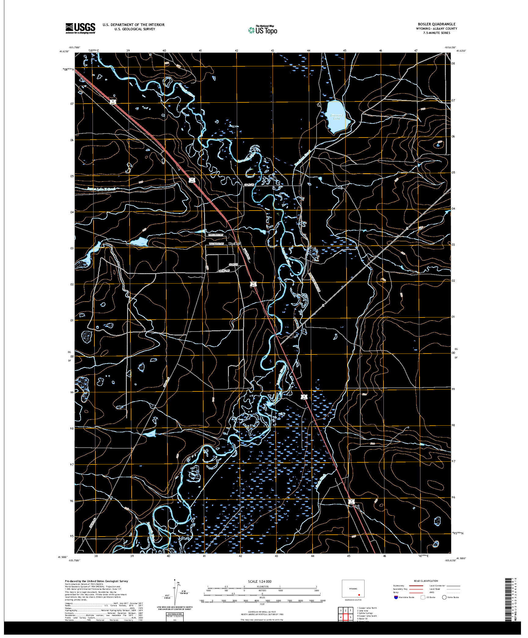 USGS US TOPO 7.5-MINUTE MAP FOR BOSLER, WY 2021