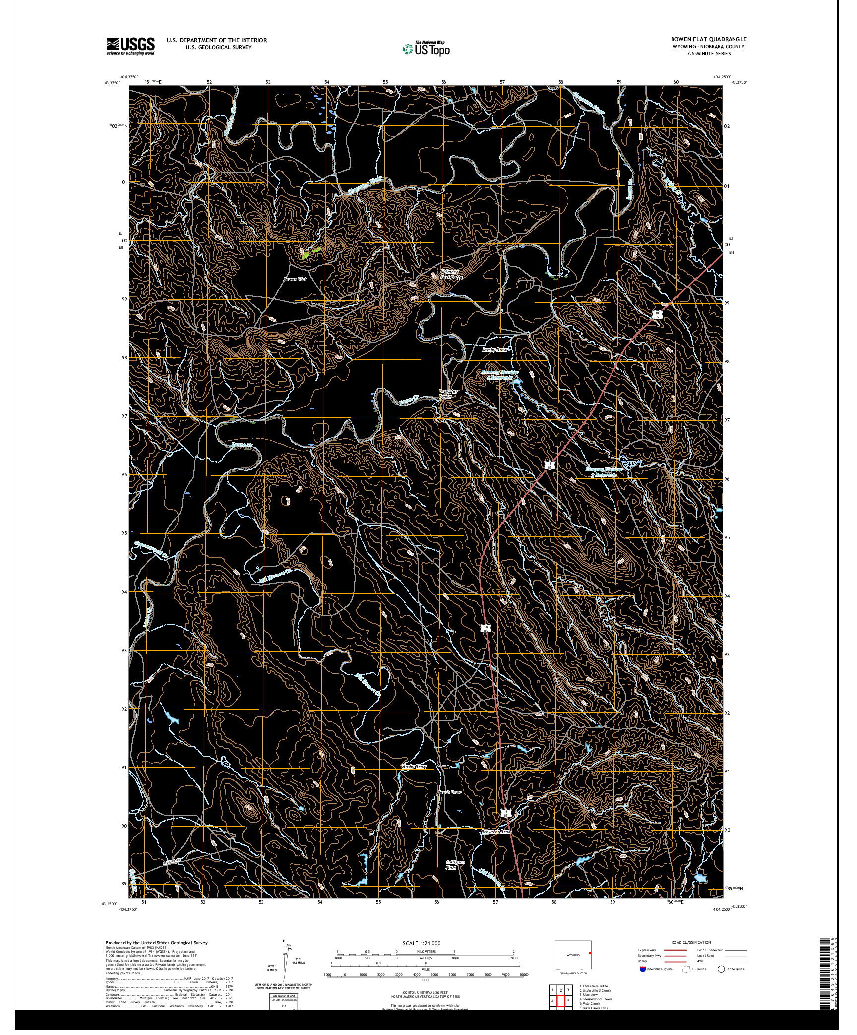 USGS US TOPO 7.5-MINUTE MAP FOR BOWEN FLAT, WY 2021