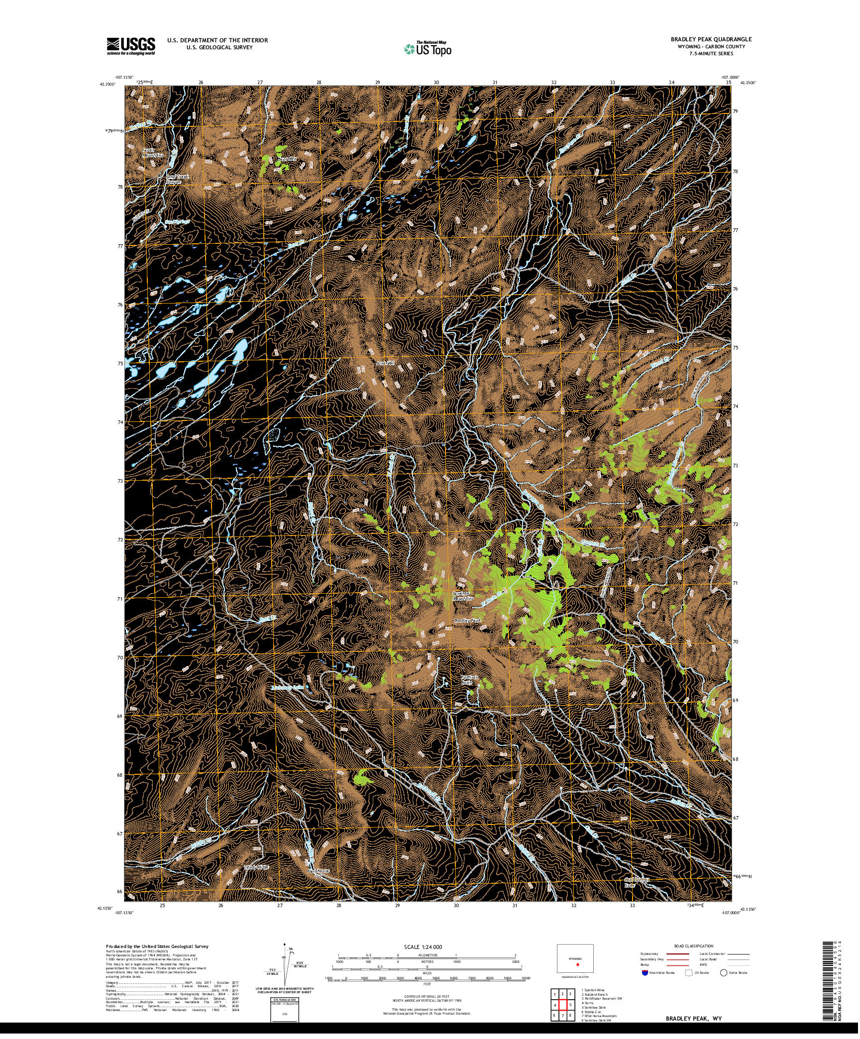 USGS US TOPO 7.5-MINUTE MAP FOR BRADLEY PEAK, WY 2021