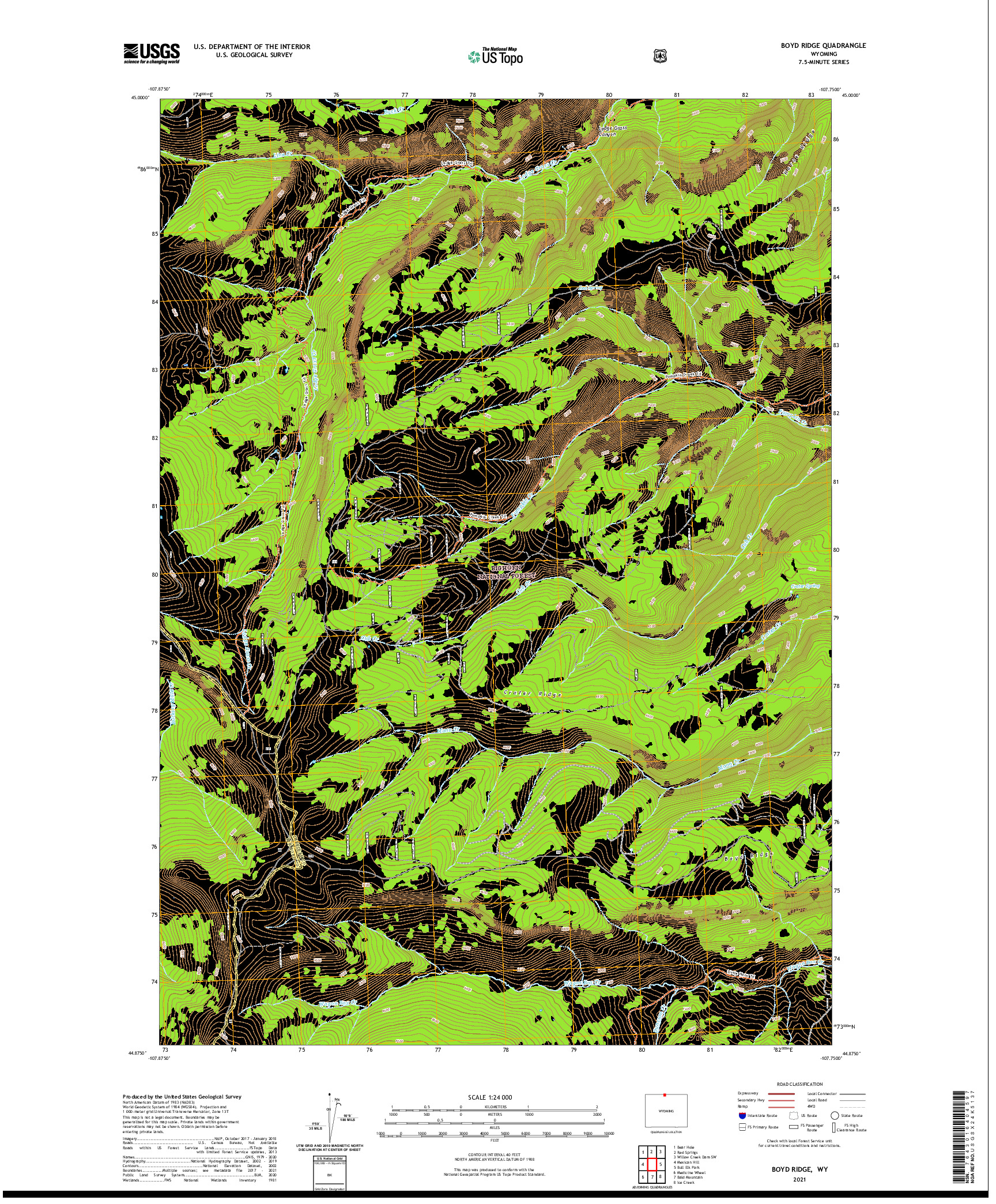 USGS US TOPO 7.5-MINUTE MAP FOR BOYD RIDGE, WY 2021