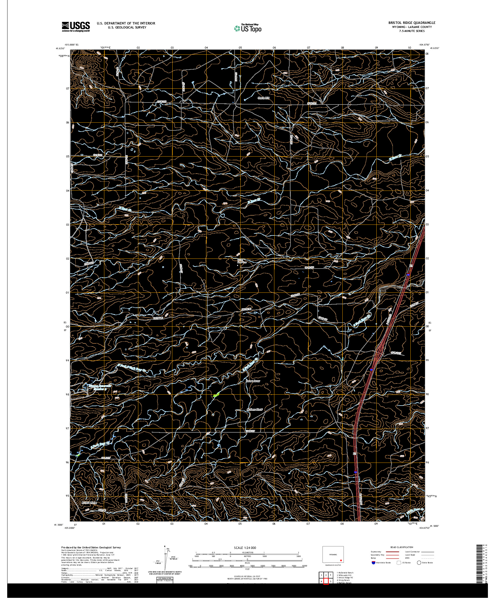 USGS US TOPO 7.5-MINUTE MAP FOR BRISTOL RIDGE, WY 2021