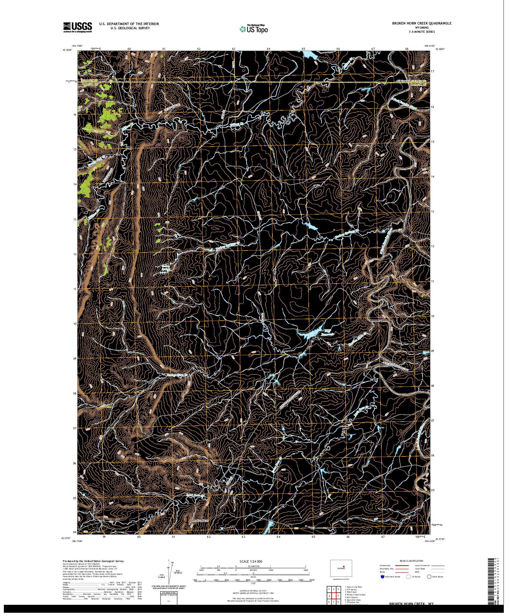 USGS US TOPO 7.5-MINUTE MAP FOR BROKEN HORN CREEK, WY 2021