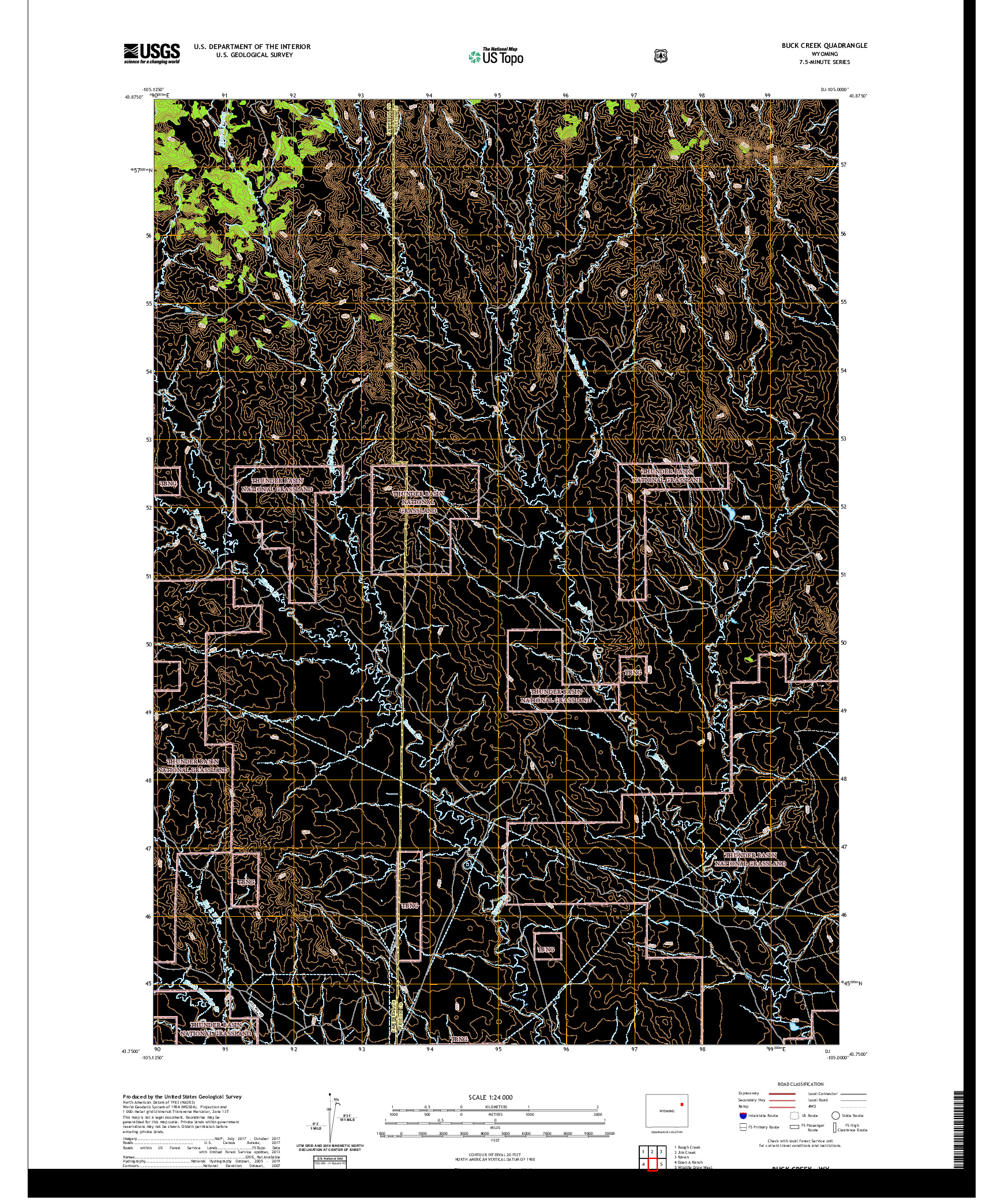 USGS US TOPO 7.5-MINUTE MAP FOR BUCK CREEK, WY 2021