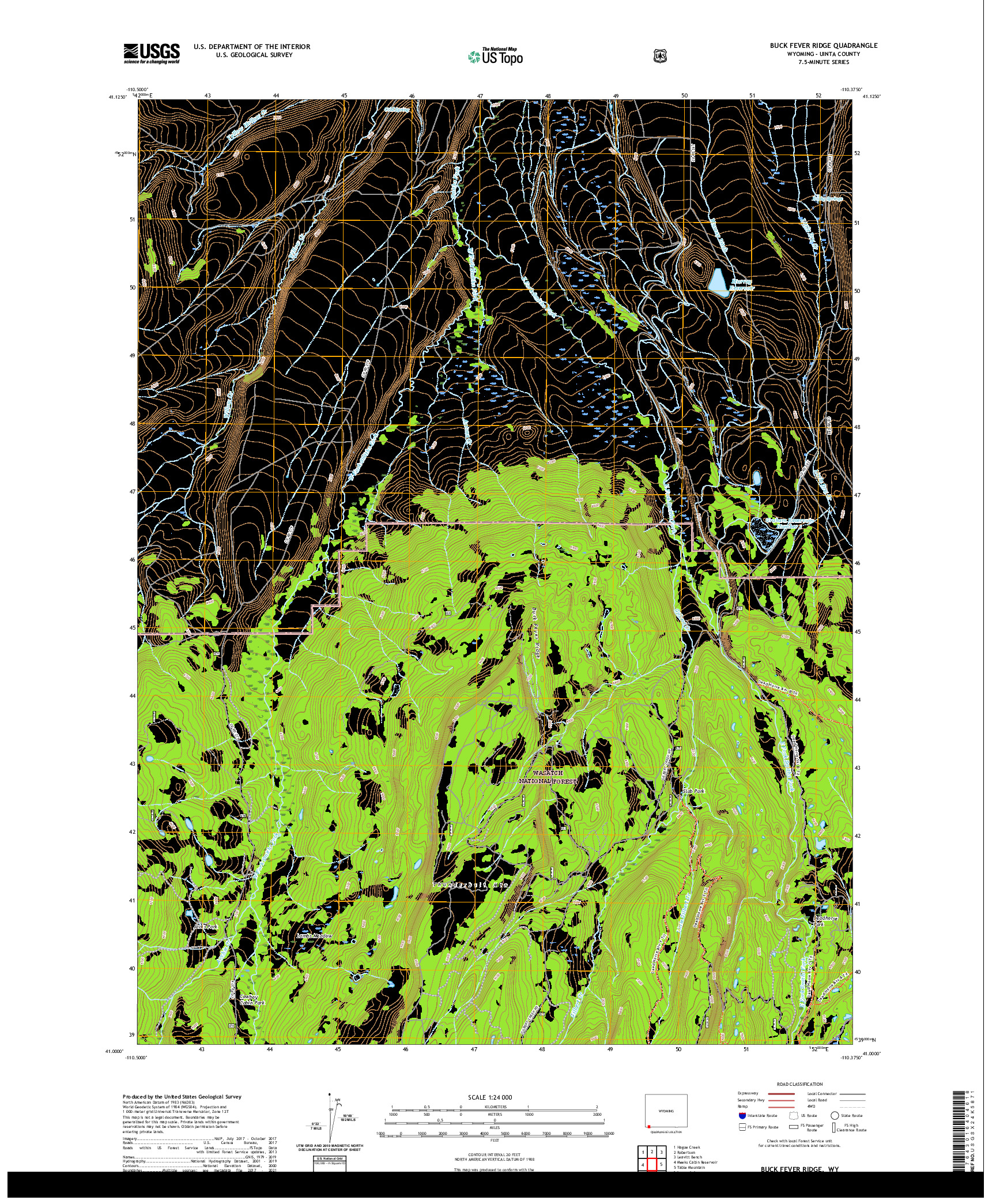 USGS US TOPO 7.5-MINUTE MAP FOR BUCK FEVER RIDGE, WY 2021