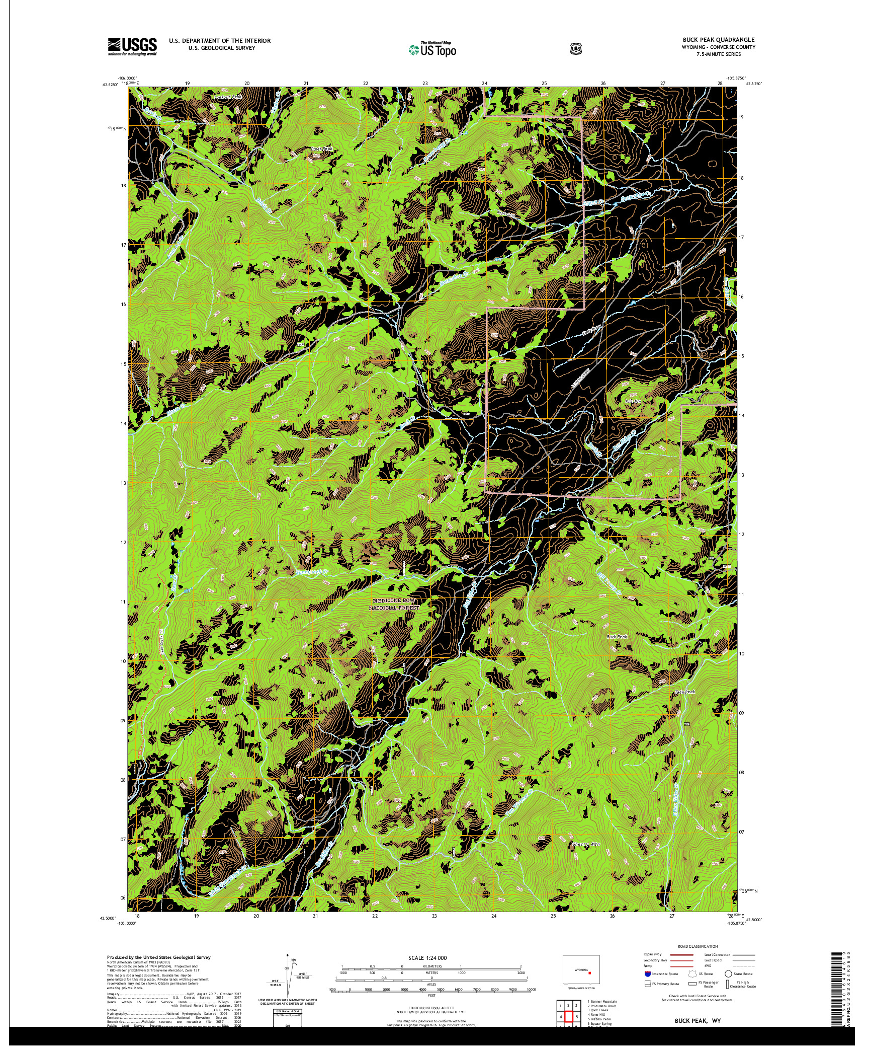 USGS US TOPO 7.5-MINUTE MAP FOR BUCK PEAK, WY 2021