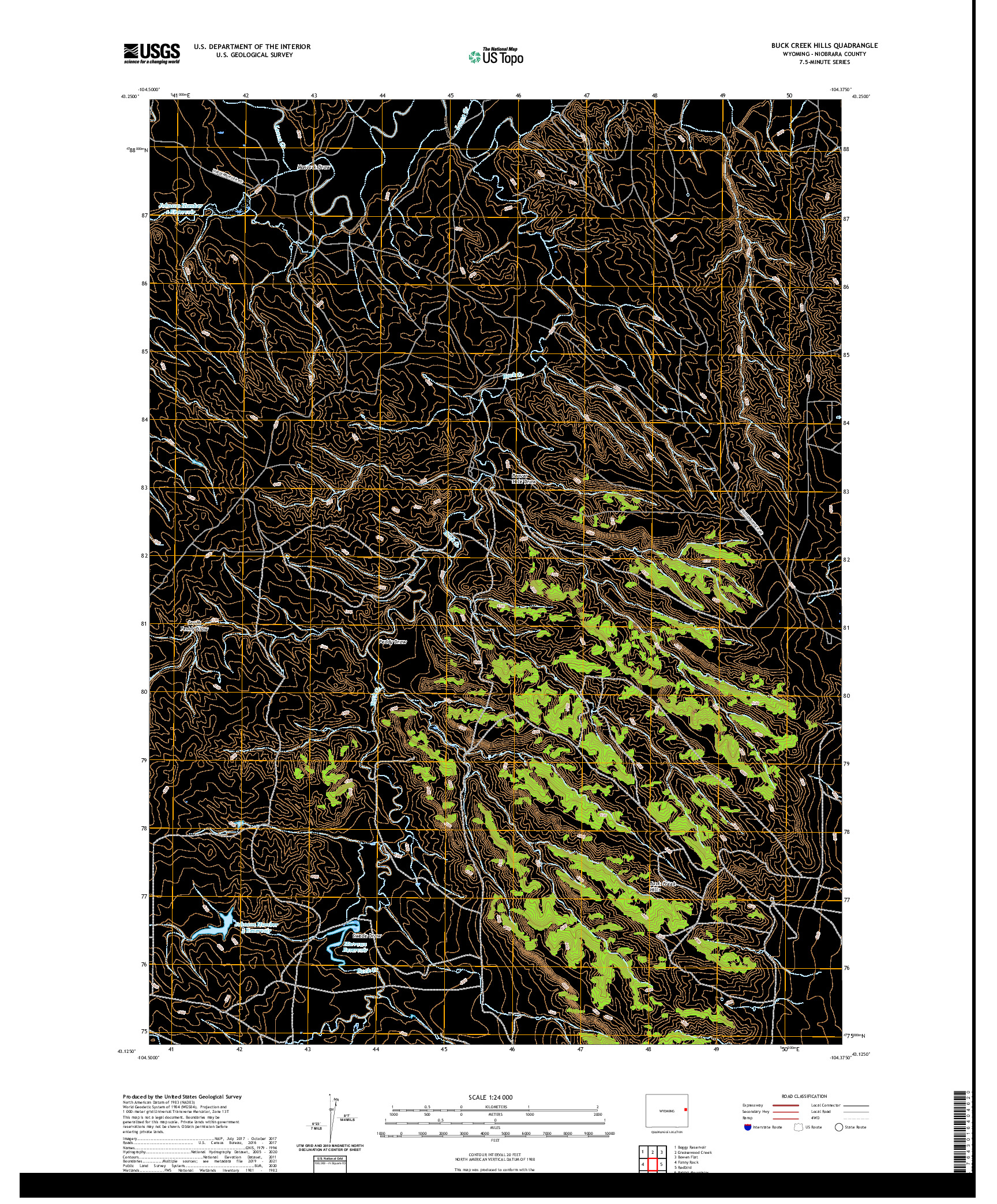 USGS US TOPO 7.5-MINUTE MAP FOR BUCK CREEK HILLS, WY 2021