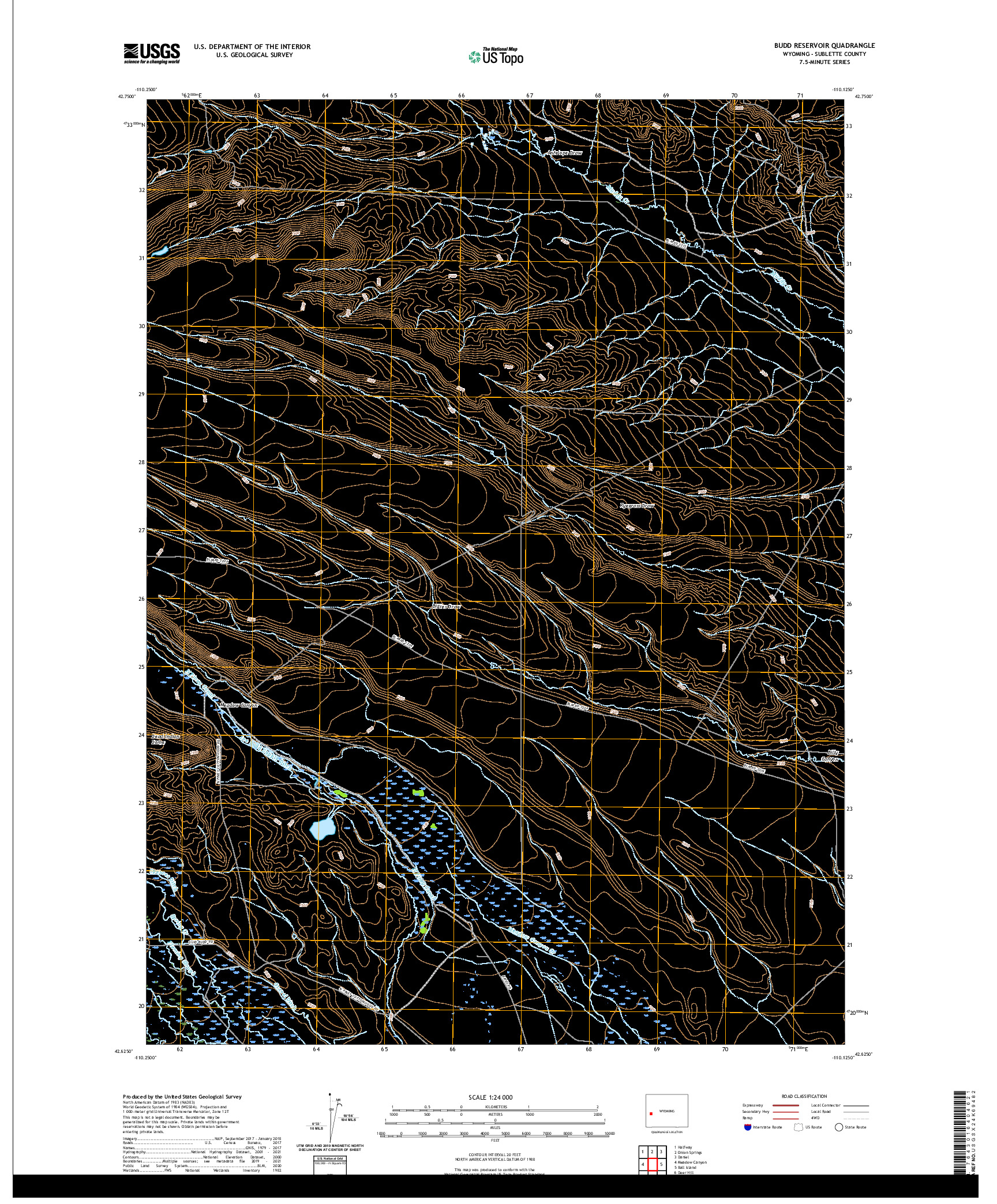 USGS US TOPO 7.5-MINUTE MAP FOR BUDD RESERVOIR, WY 2021