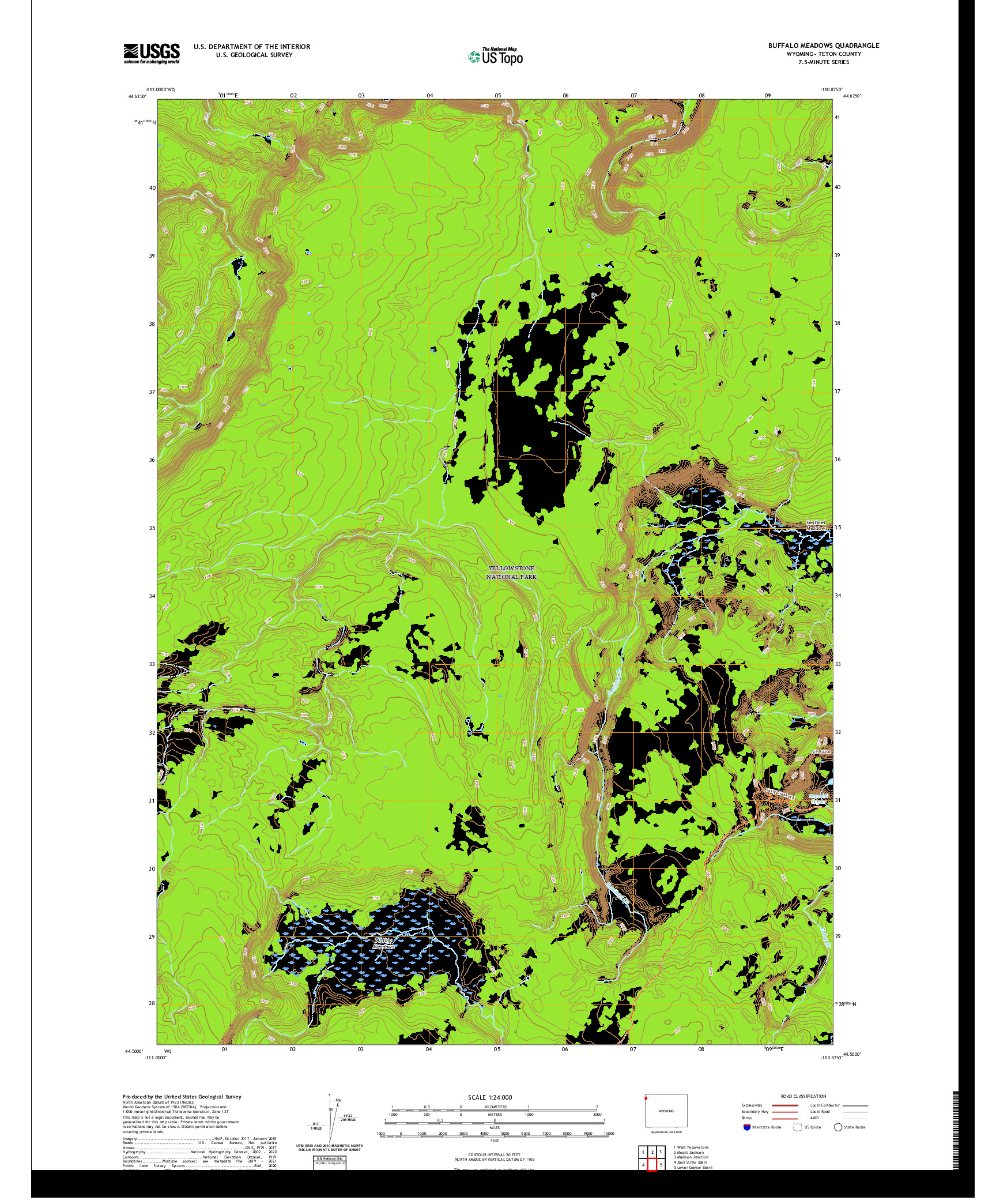 USGS US TOPO 7.5-MINUTE MAP FOR BUFFALO MEADOWS, WY 2021
