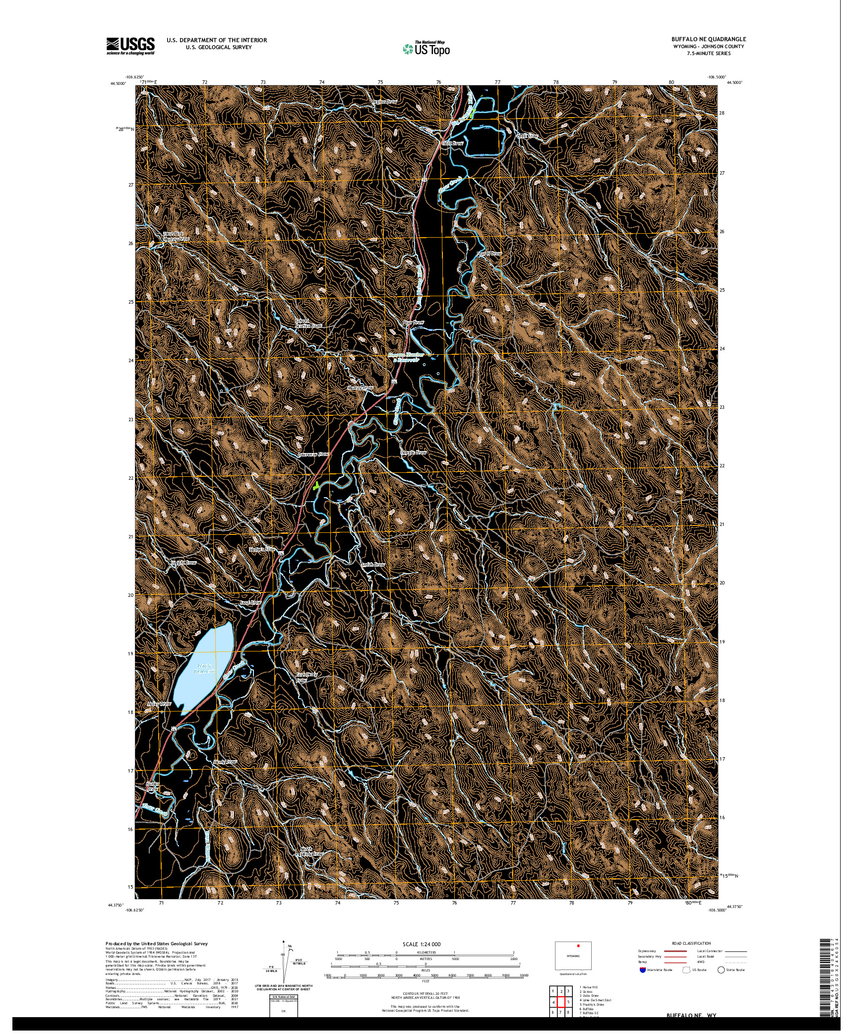 USGS US TOPO 7.5-MINUTE MAP FOR BUFFALO NE, WY 2021
