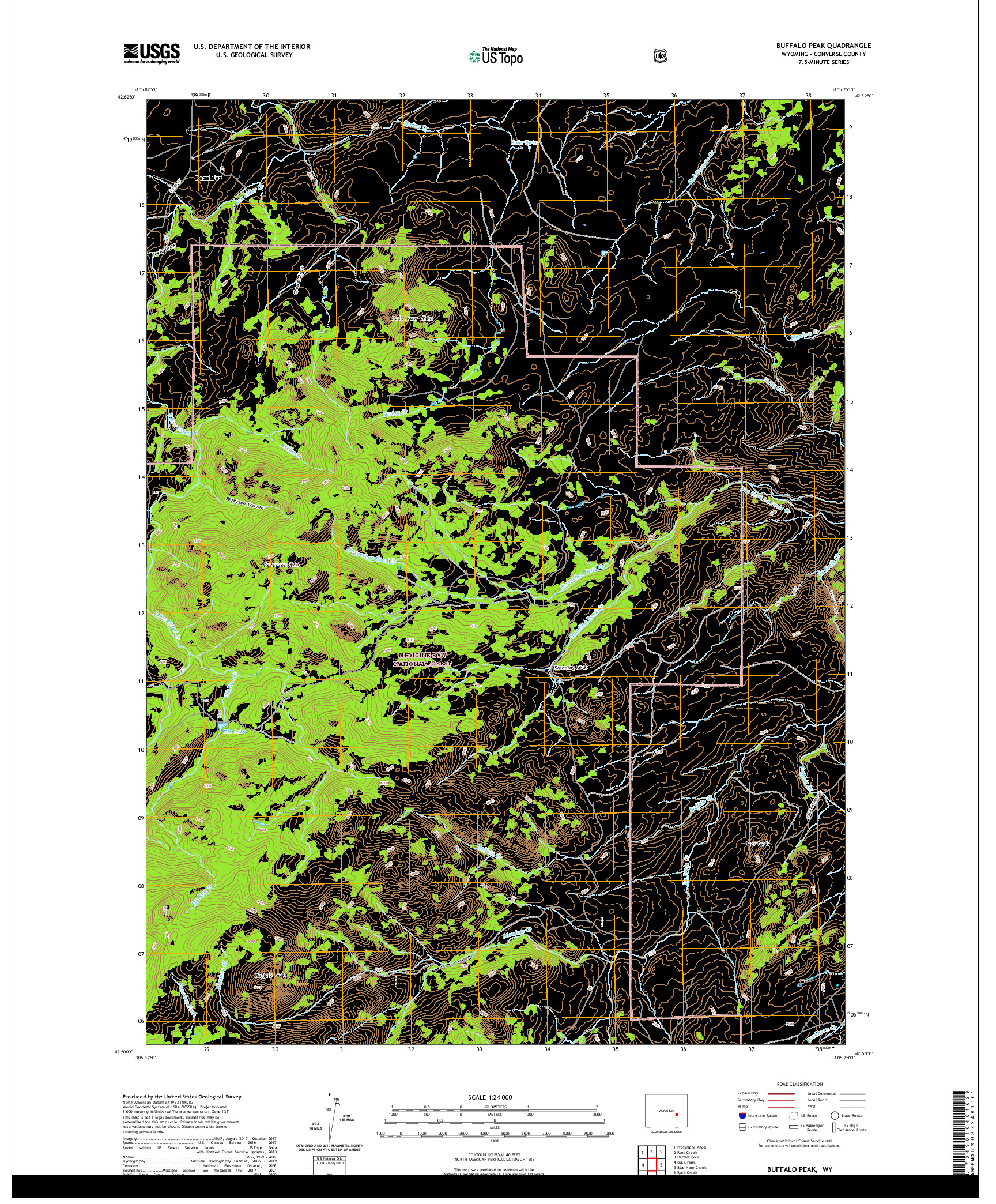 USGS US TOPO 7.5-MINUTE MAP FOR BUFFALO PEAK, WY 2021